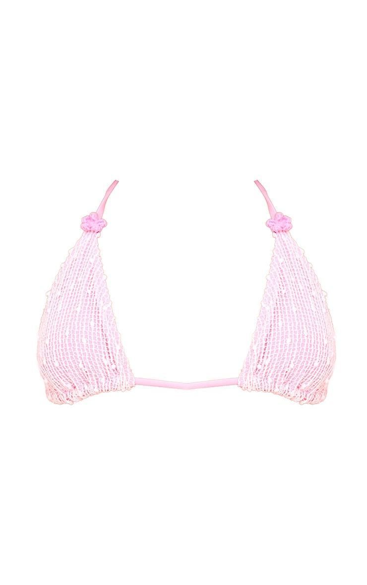 Pink Textured Overlay Triangle Bikini Top Product Image