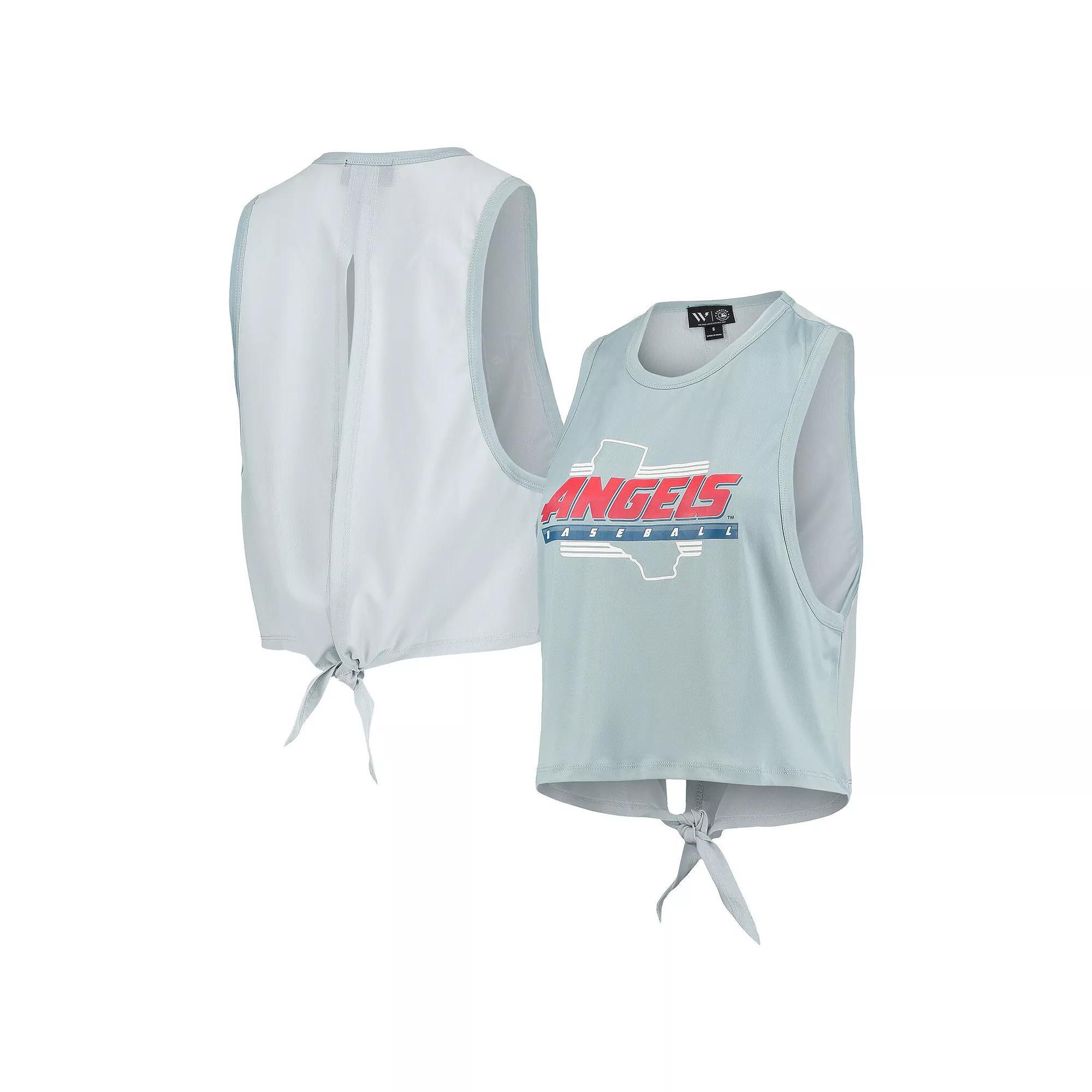 Women's The Wild Collective Light Blue Los Angeles Angels Open Back Twist-Tie Tank Top, Size: XS Product Image