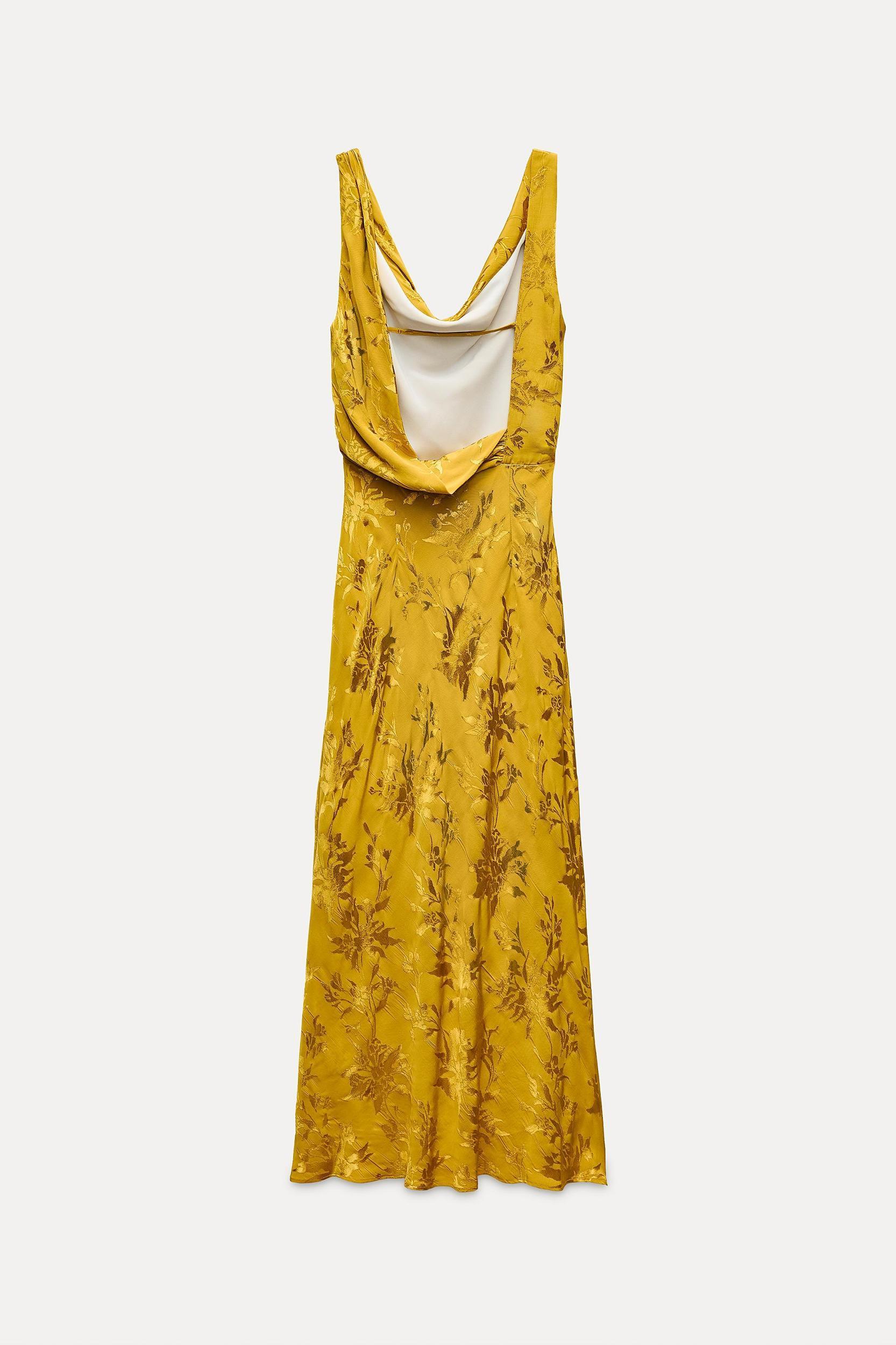 SATIN EFFECT JACQUARD MIDI DRESS Product Image