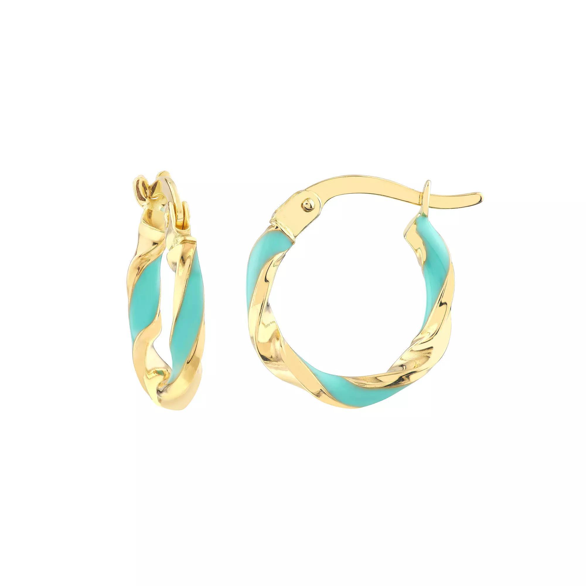 Color Romance 10 mm Enamel Twist Hoop Earrings, Women's, Blue Product Image