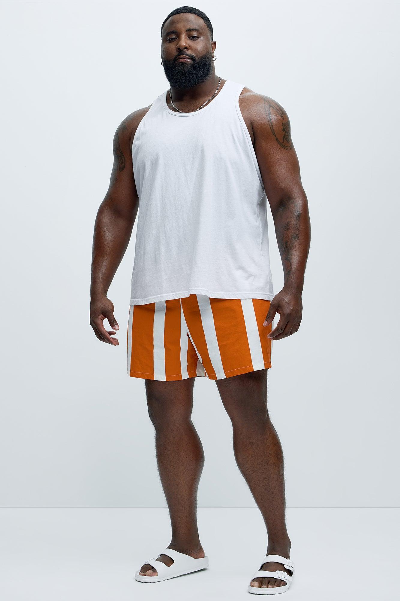 Terracotta Stripes Swim Mid Trunk - Orange Product Image