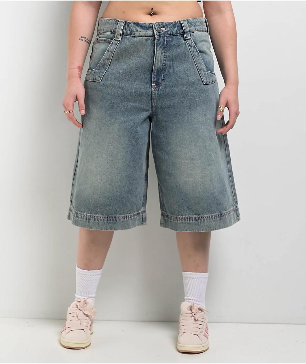 A.LAB Analog Star Cable Denim Shorts Product Image