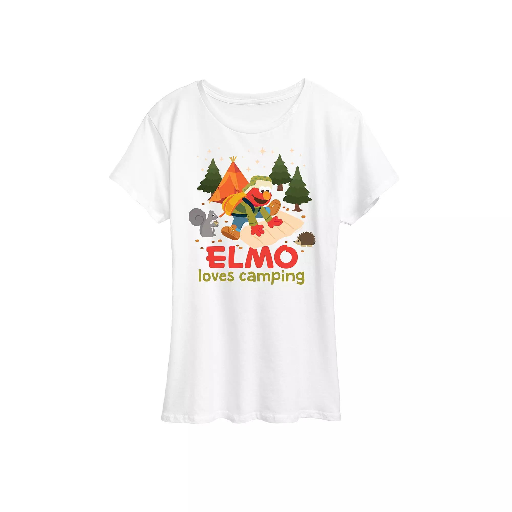 Womens Sesame Street Elmo Loves Camping Graphic Tee Product Image