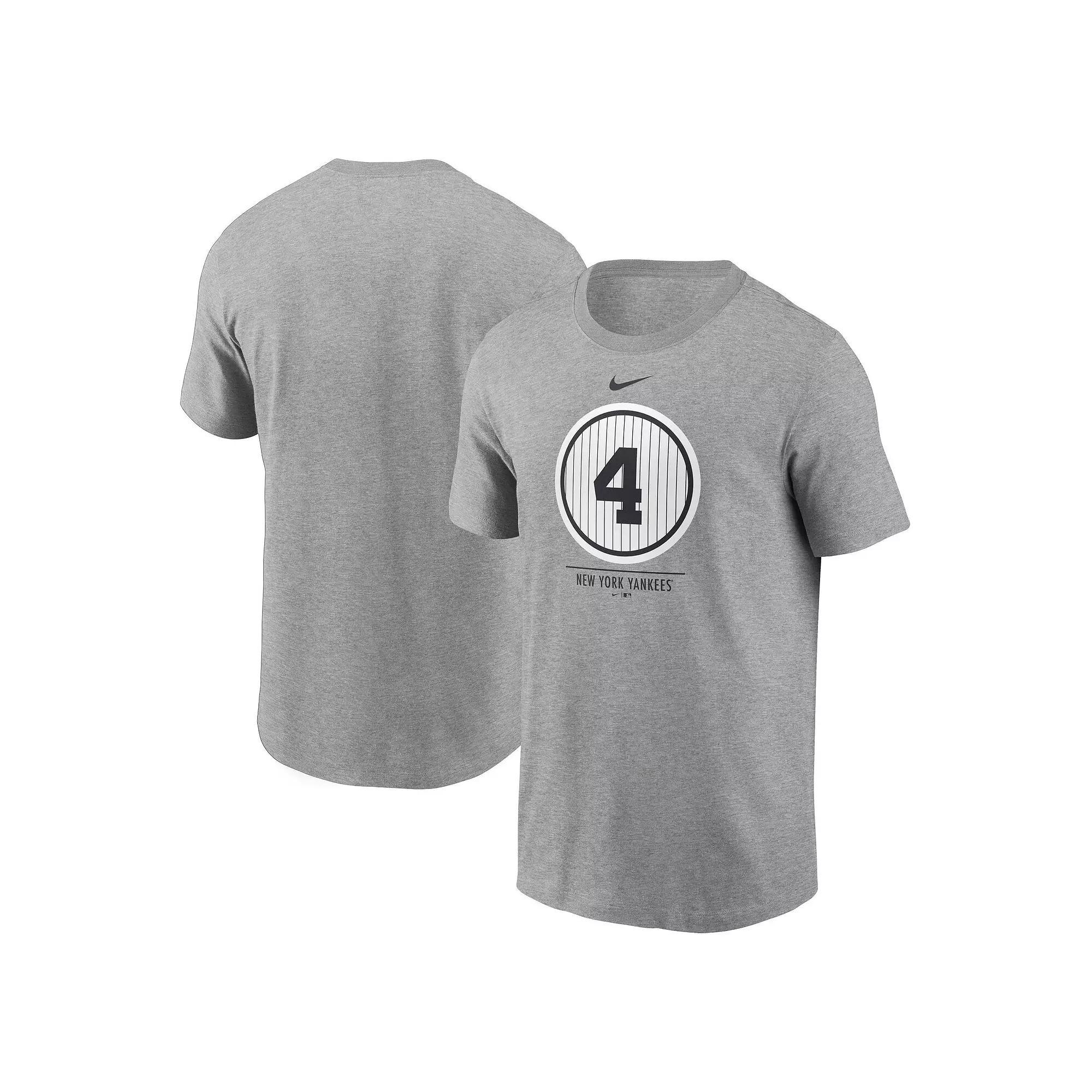 Men's Nike Lou Gehrig Heathered Gray New York Yankees Cooperstown Collection Lou Gehrig Day Retired Number T-Shirt, Size: Large, Grey Product Image