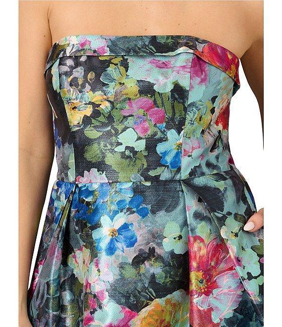 Aidan Mattox Metallic Floral Jacquard Structured Strapless Ball Gown Product Image