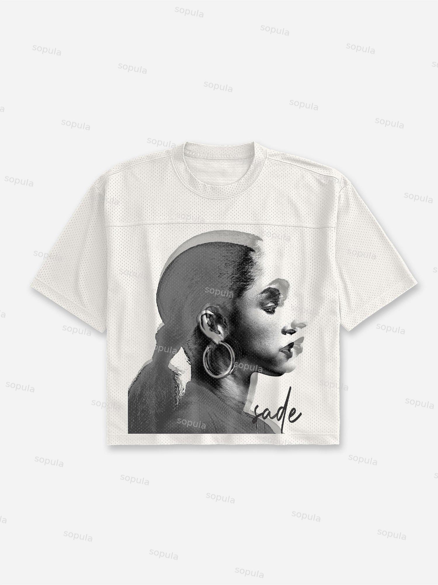 Sade Adu Print Casual Short Sleeve T-shirt Product Image