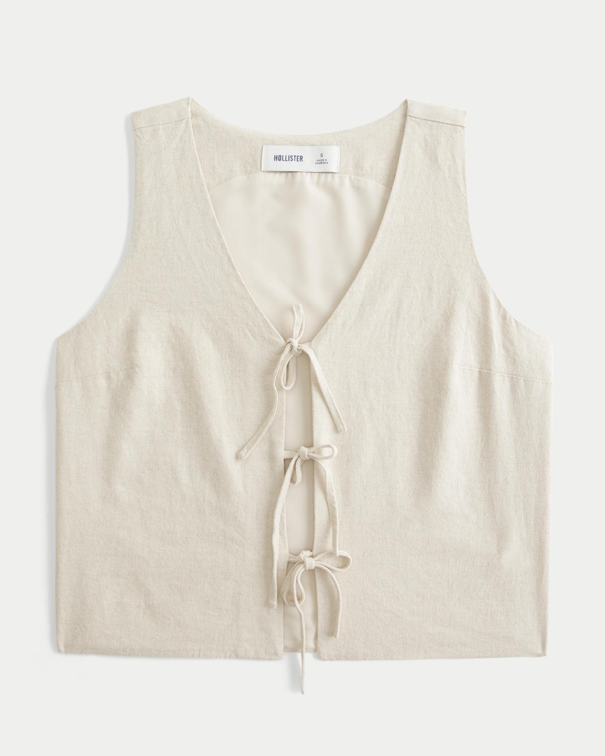 Easy Linen-Blend Tie-Front Vest Product Image