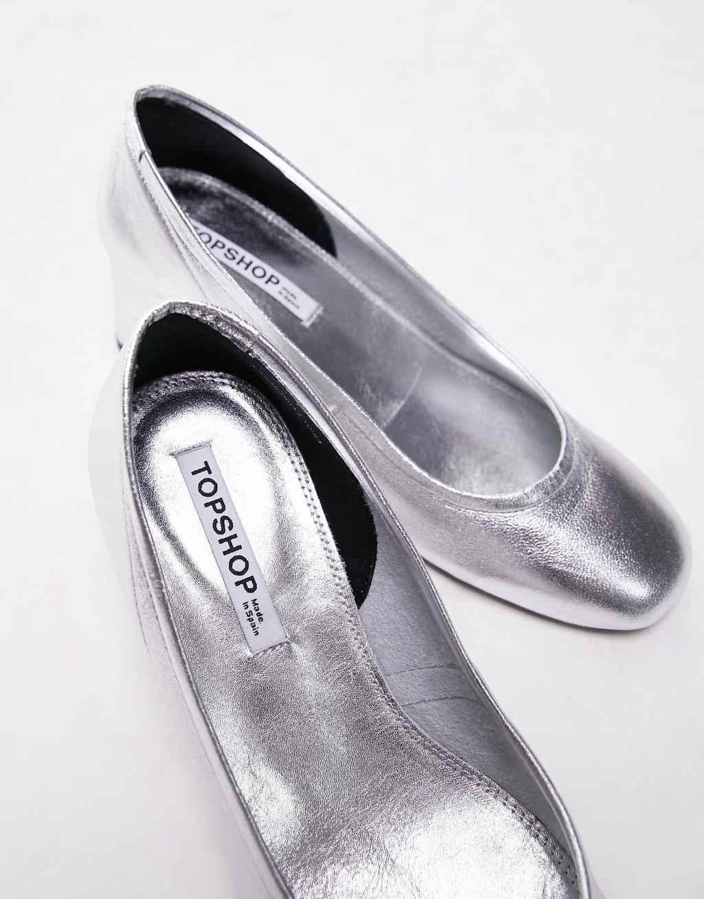 Topshop Elana leather heeled ballerina shoes Product Image