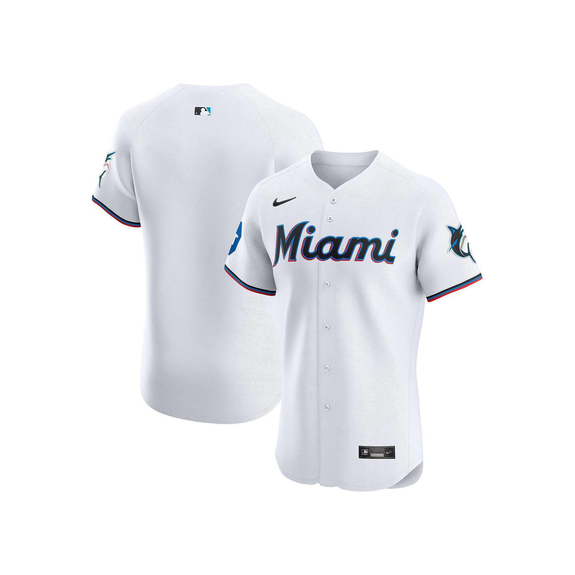 Mens Nike Miami Marlins Home Elite Patch Jersey Product Image