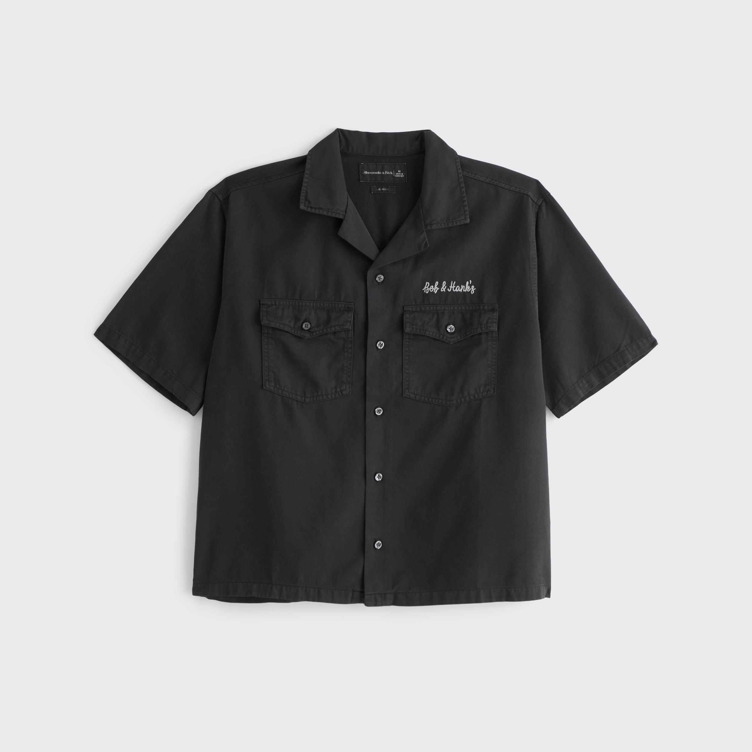 Short-Sleeve Cropped Western Graphic Button-Up Shirt Product Image