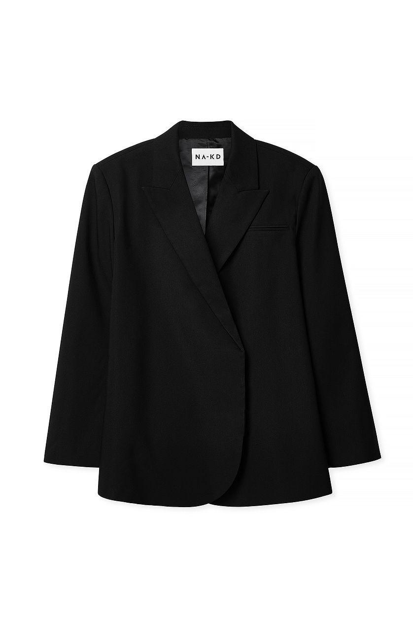 Oversized Overlap Blazer Black Product Image