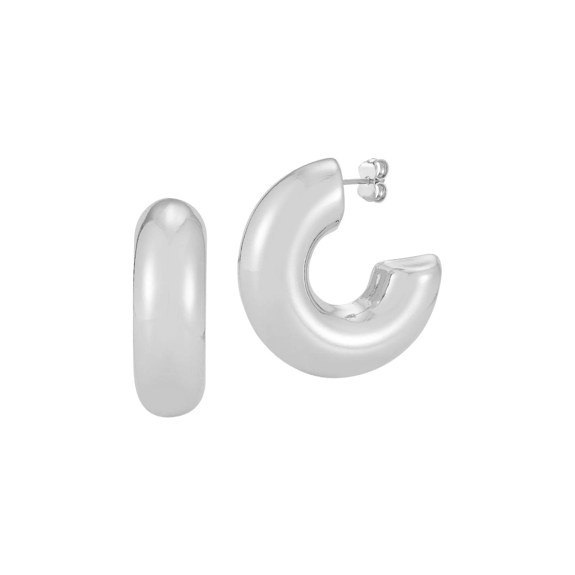 WINX Bold Thick Round C-Hoop Earrings, Women's, Silver Tone Product Image