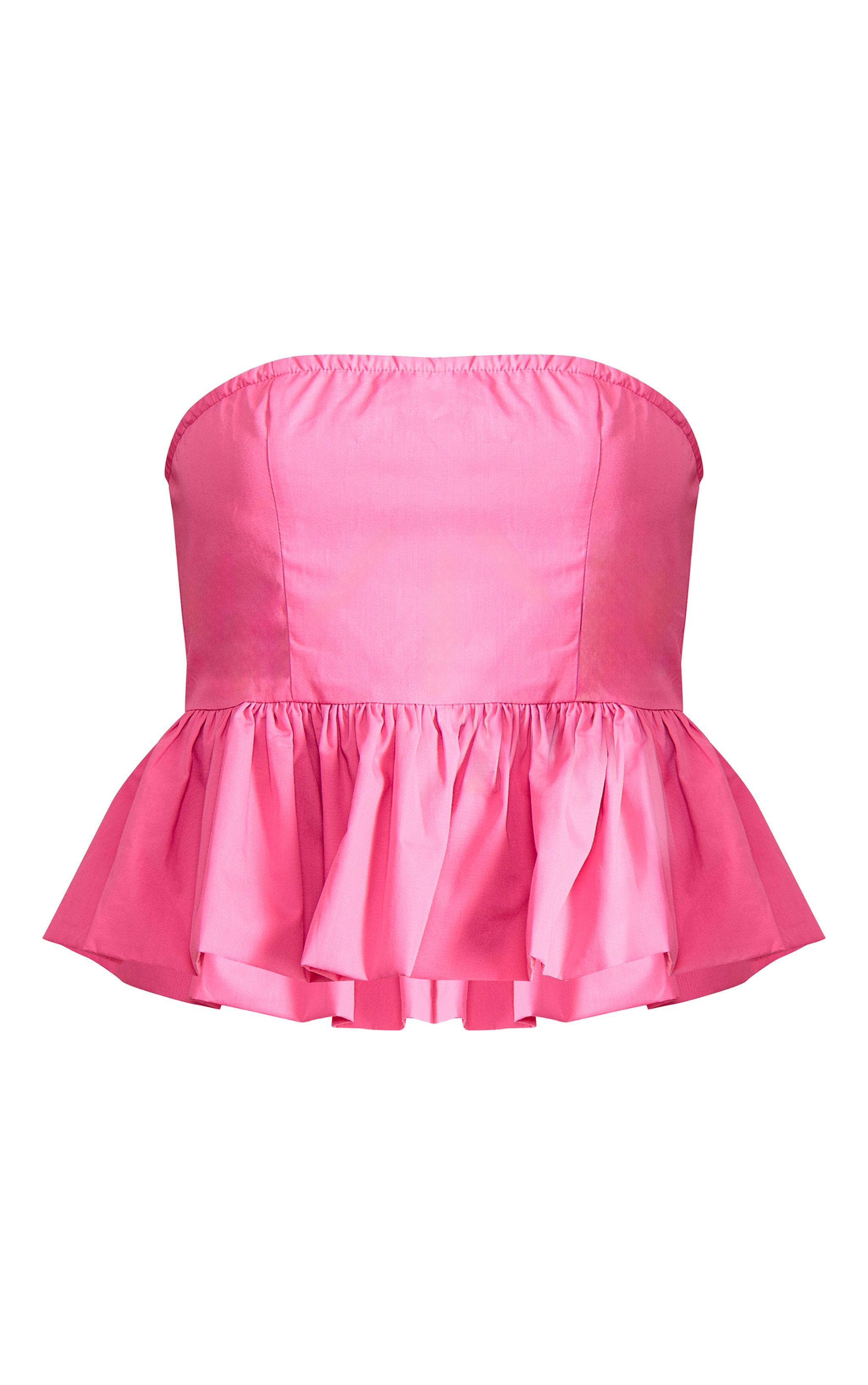 Hot Pink Cotton Ruffle Bandeau Top Product Image