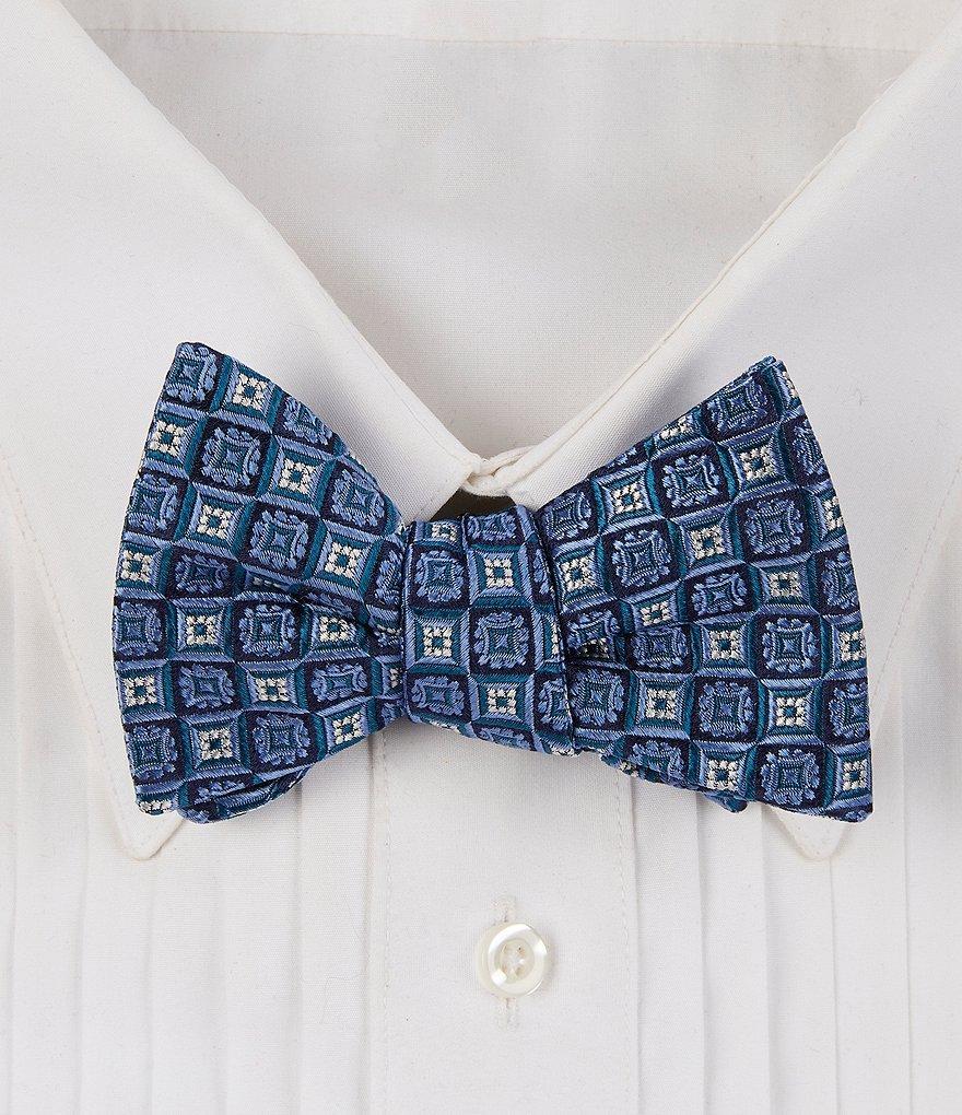 Cremieux Interlocking Diamond Print Woven Silk Bow Tie Product Image