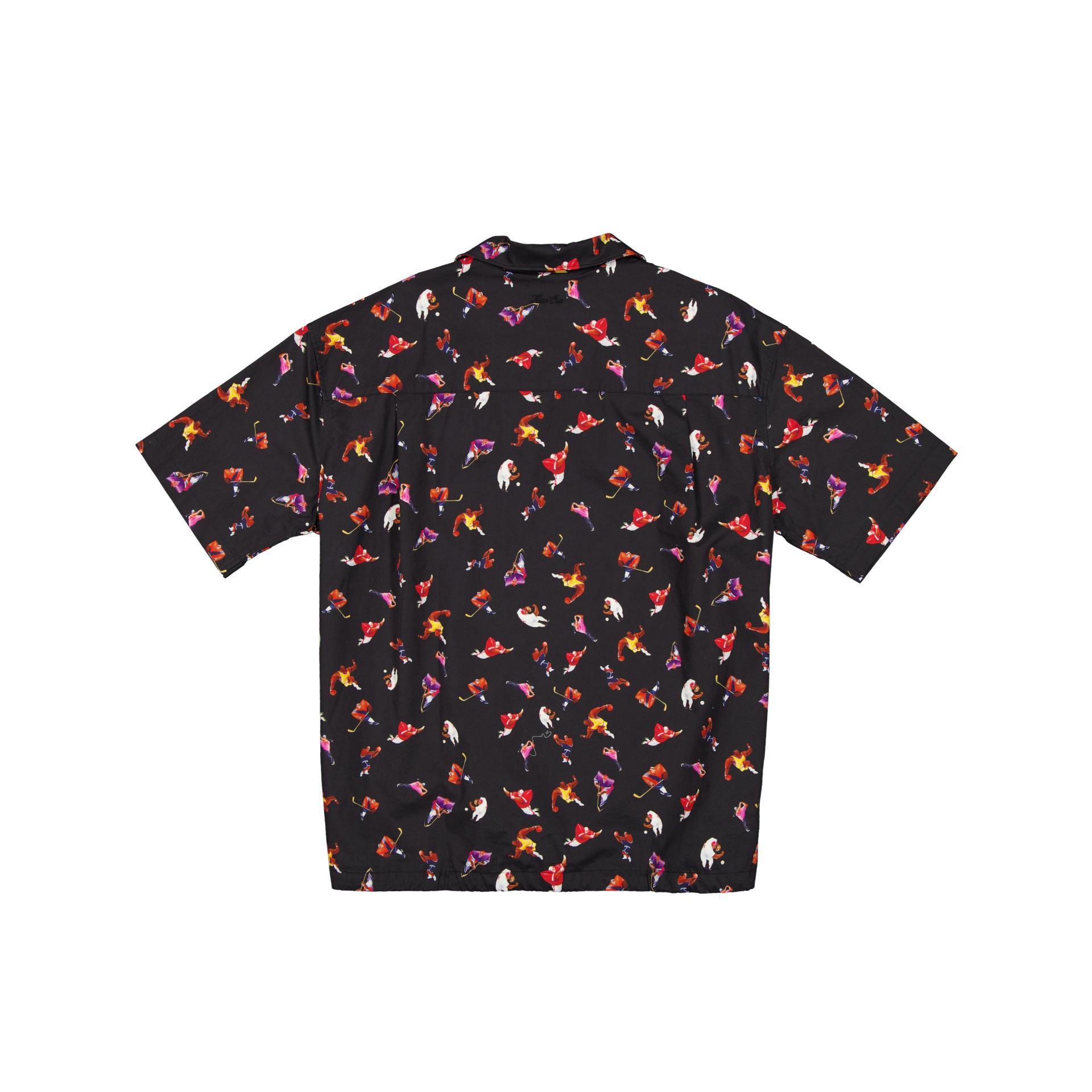 New Era Branded Resort Black Open Collared Shirt Male Product Image