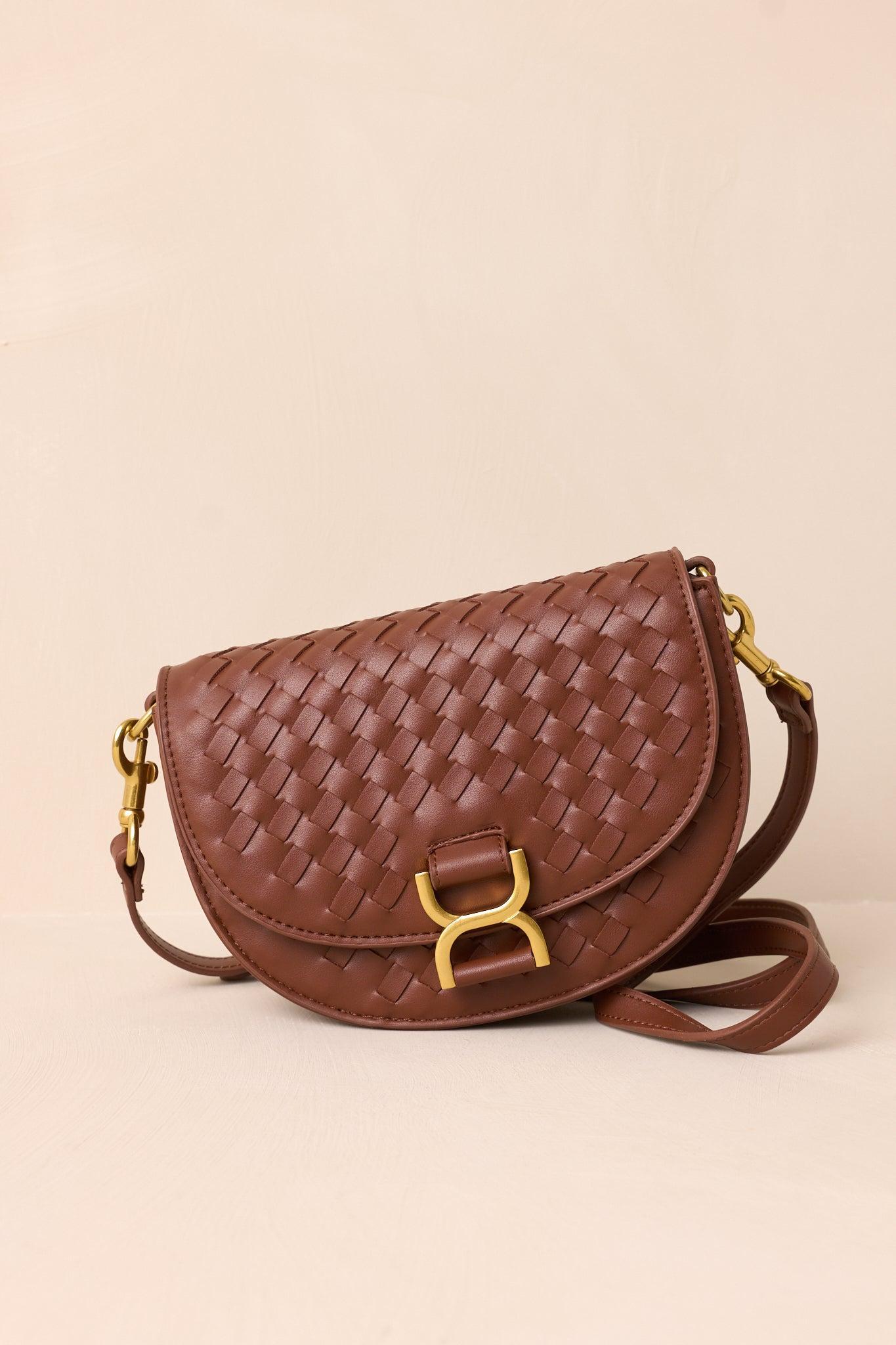 Tempest’s Call Chocolate Brown Woven Faux Leather Handbag Product Image
