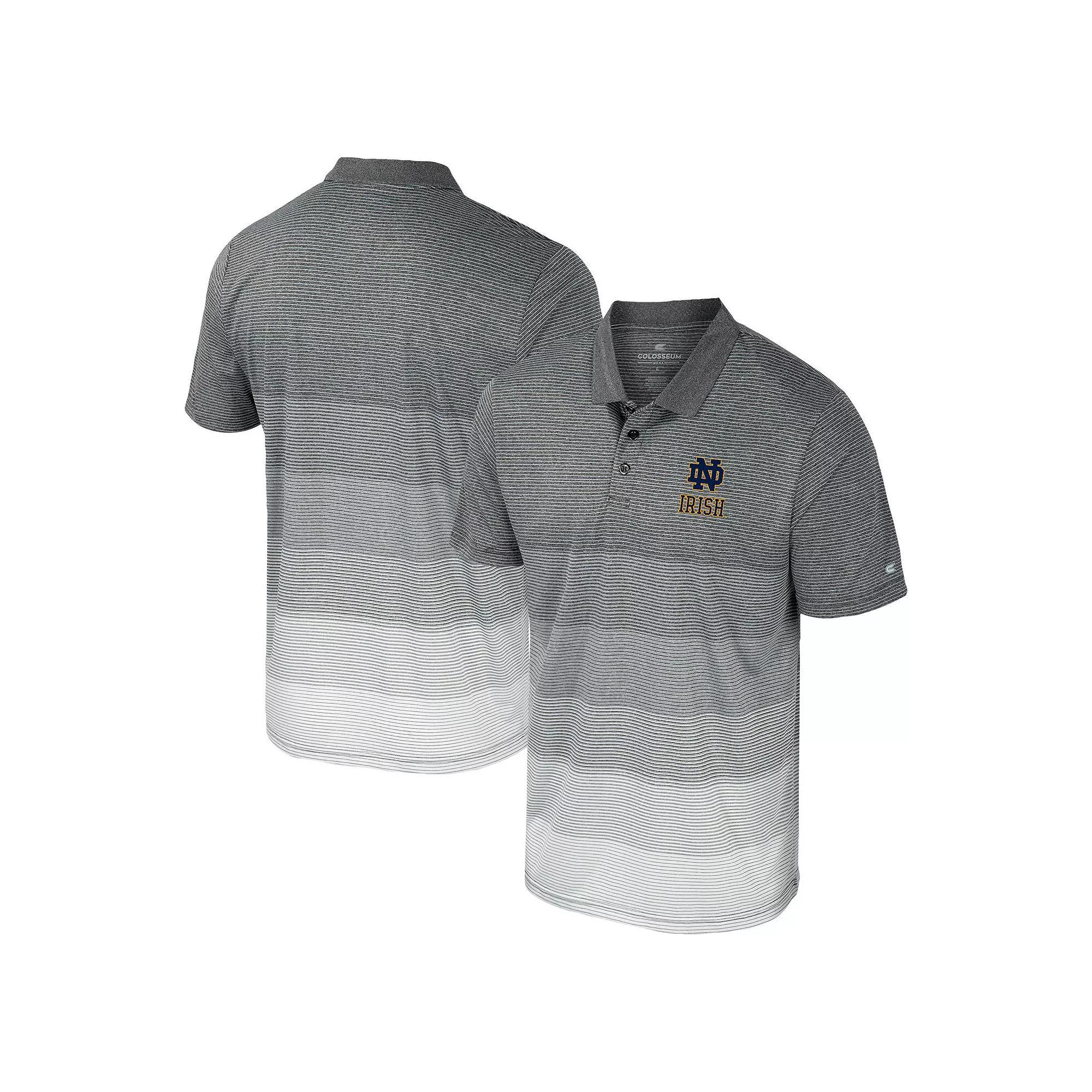 Men's Colosseum Gray Notre Dame Fighting Irish Striped Mesh Polo, Size: Small, Grey Product Image