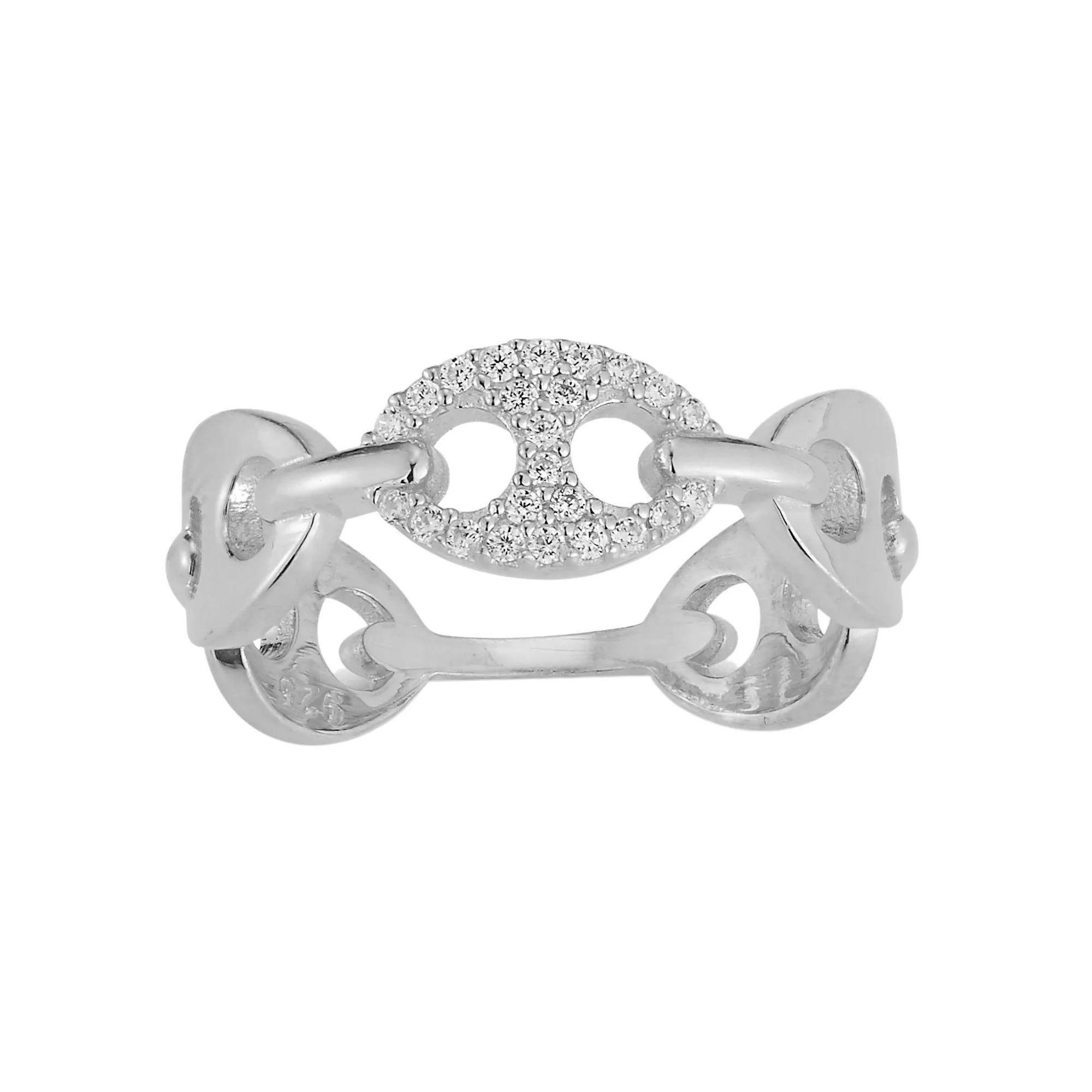 Sunkissed Sterling Cubic Zirconia Mariner Link Ring, Women's, Size: 8, Silver Tone Product Image