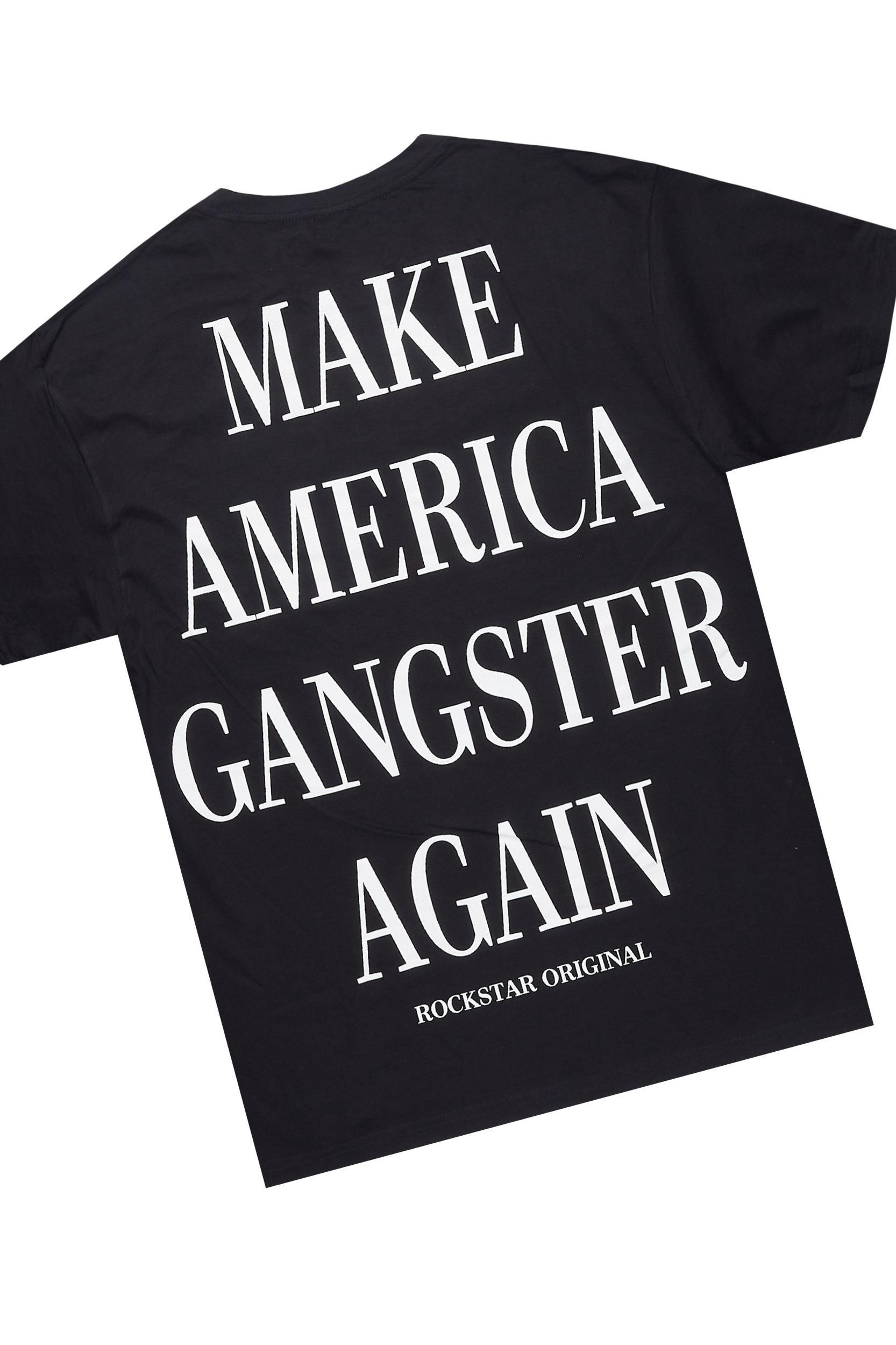 Drako Black/White Oversized Graphic T-Shirt/Dag Stacked Flare Jean Set Male Product Image