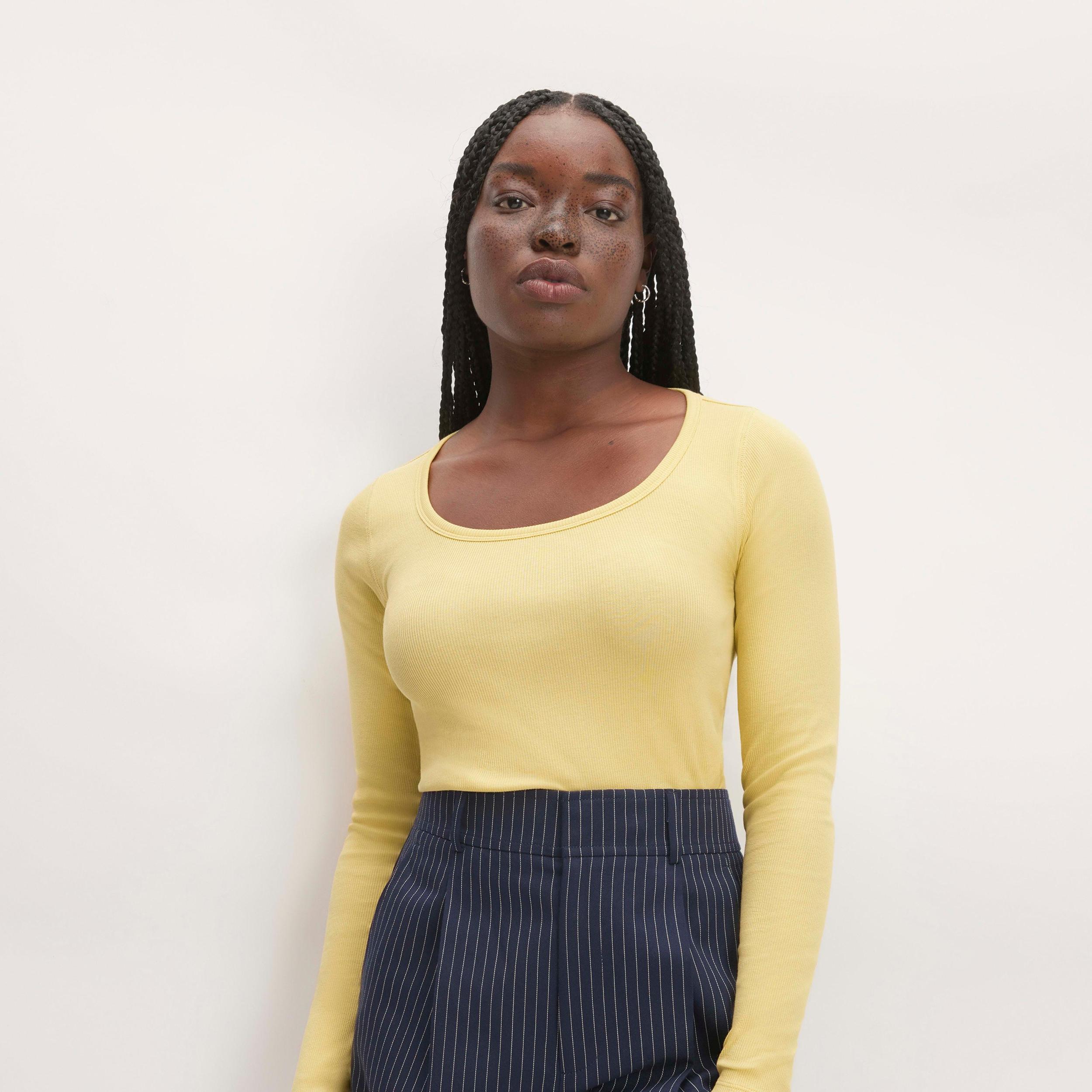 The Luxe Rib Long-Sleeve Scoop-Neck Tee Product Image