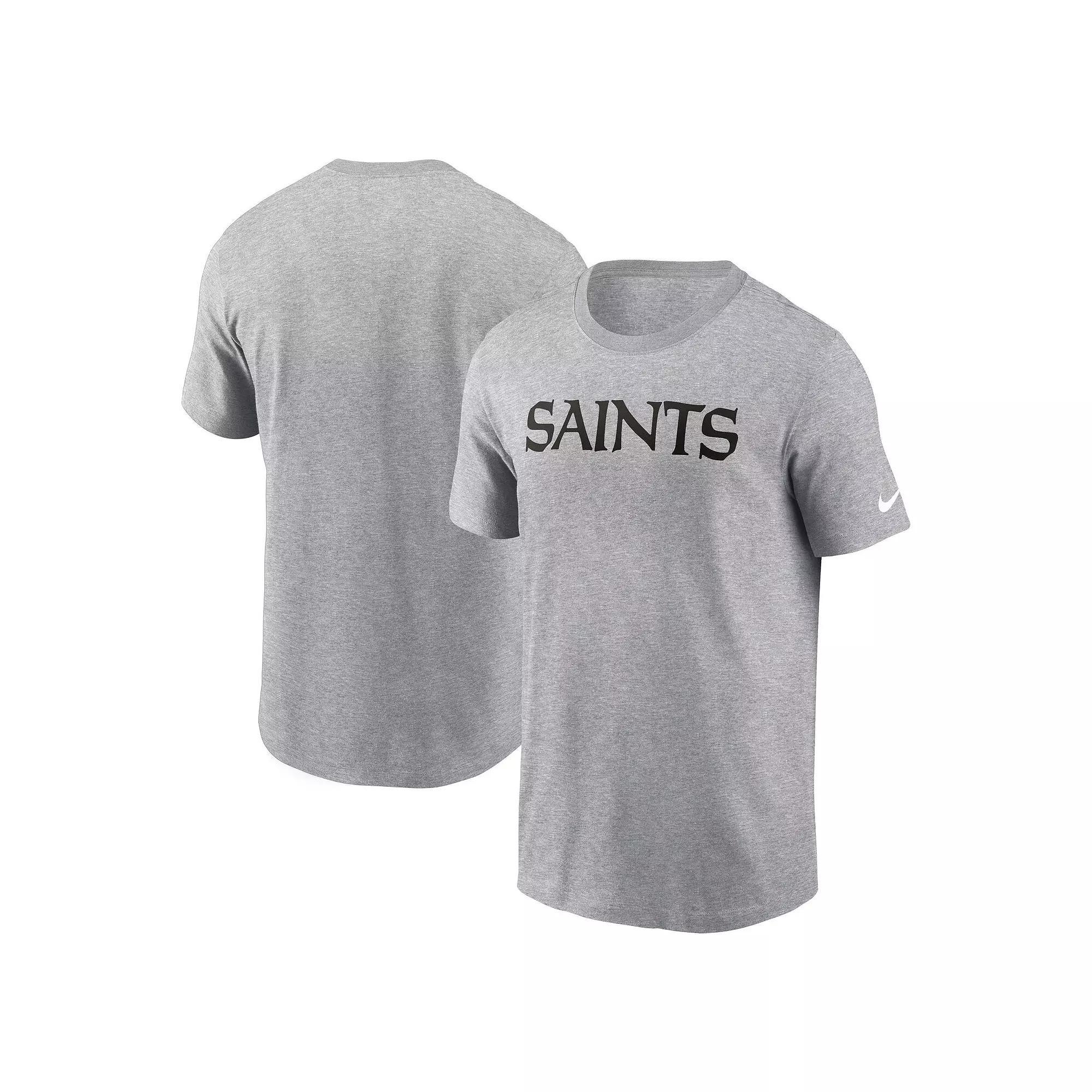 Men's Nike Heather Gray New Orleans Saints Primetime Wordmark Essential T-Shirt, Size: 2XL, Grey Product Image