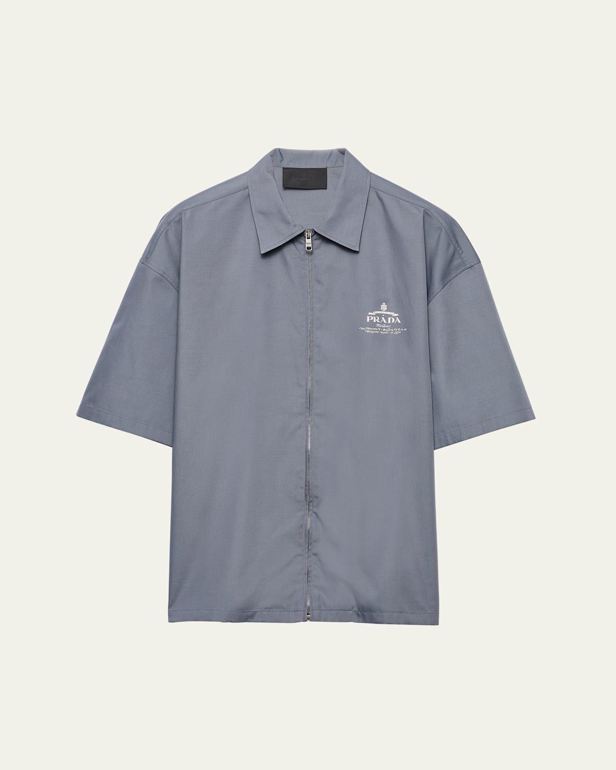 Mens Short-Sleeved Technical Cotton Shirt Product Image