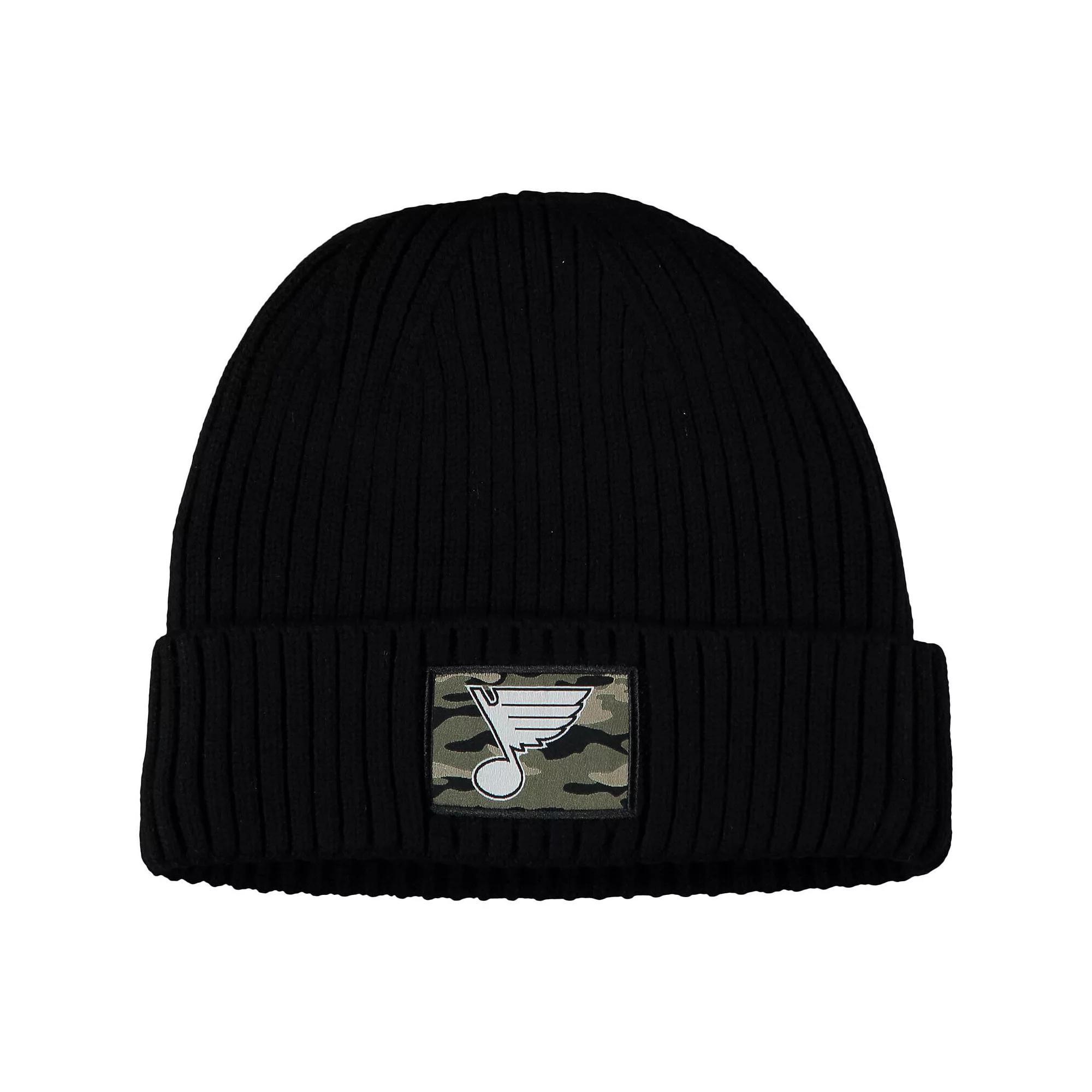 Men's adidas Black St. Louis Blues Military Appreciation Cuffed Knit Hat Product Image