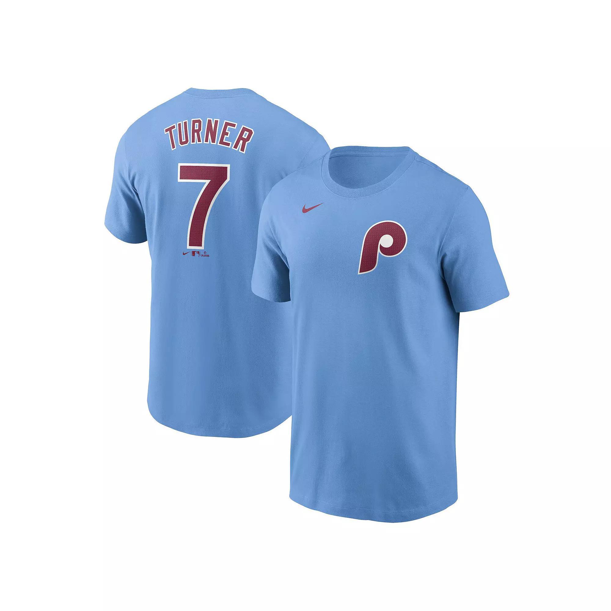 Men's Nike Trea Turner Light Blue Philadelphia Phillies Fuse Name & Number T-Shirt, Size: XL Product Image
