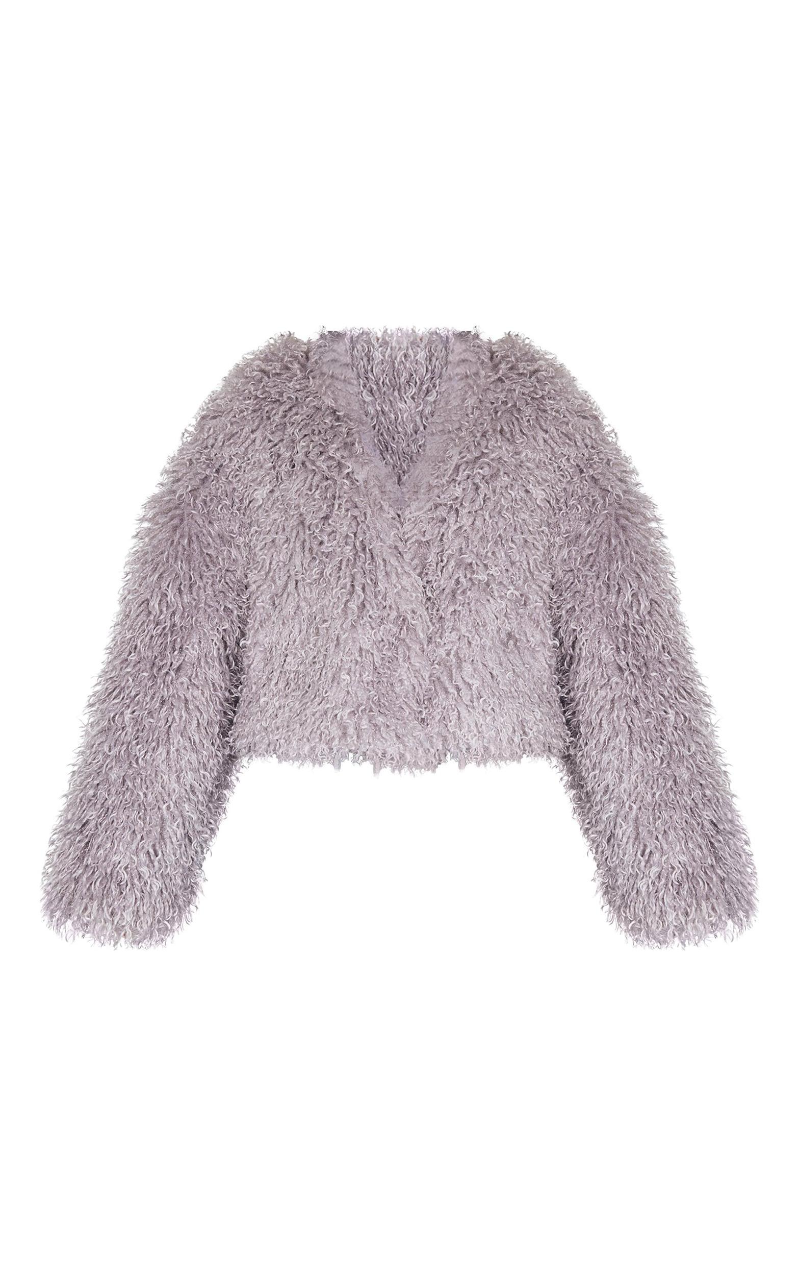  Grey Cropped Faux Fur Coat Product Image