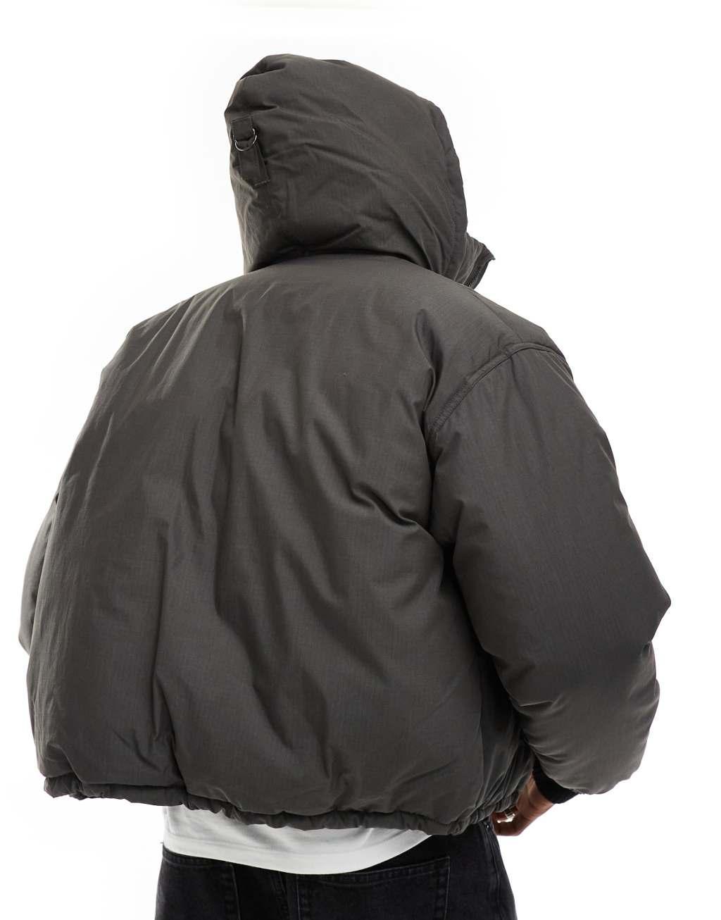 Weekday Floyd bomber puffer coat in dark gray Product Image