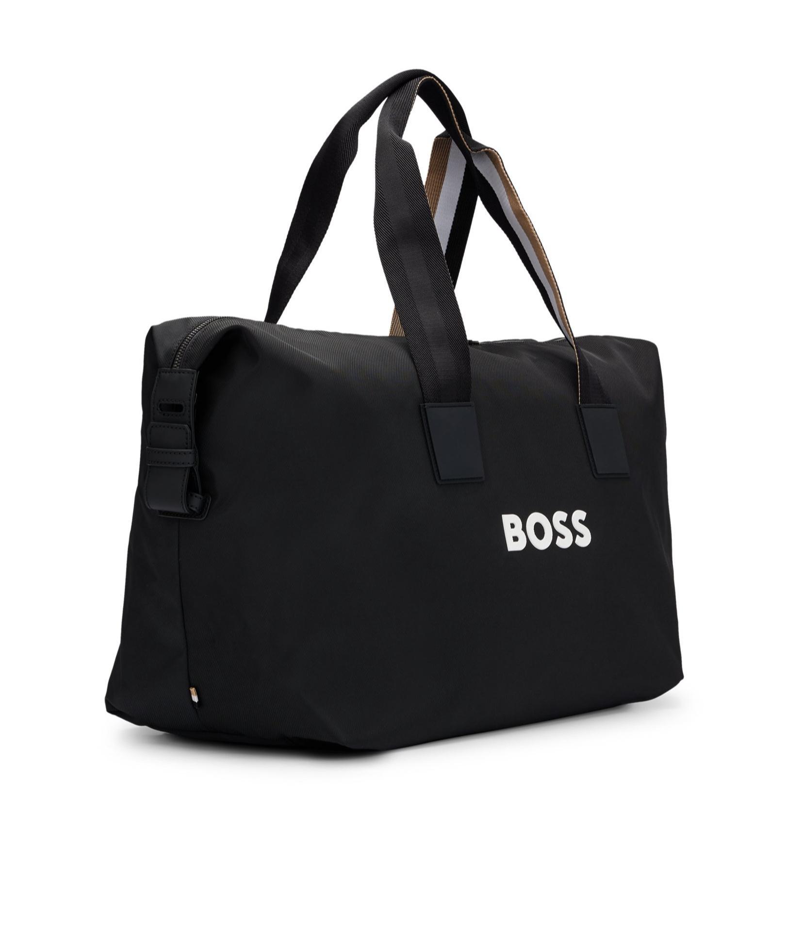 HUGO BOSS Rubberized-logo Duffle Bag In Black Product Image