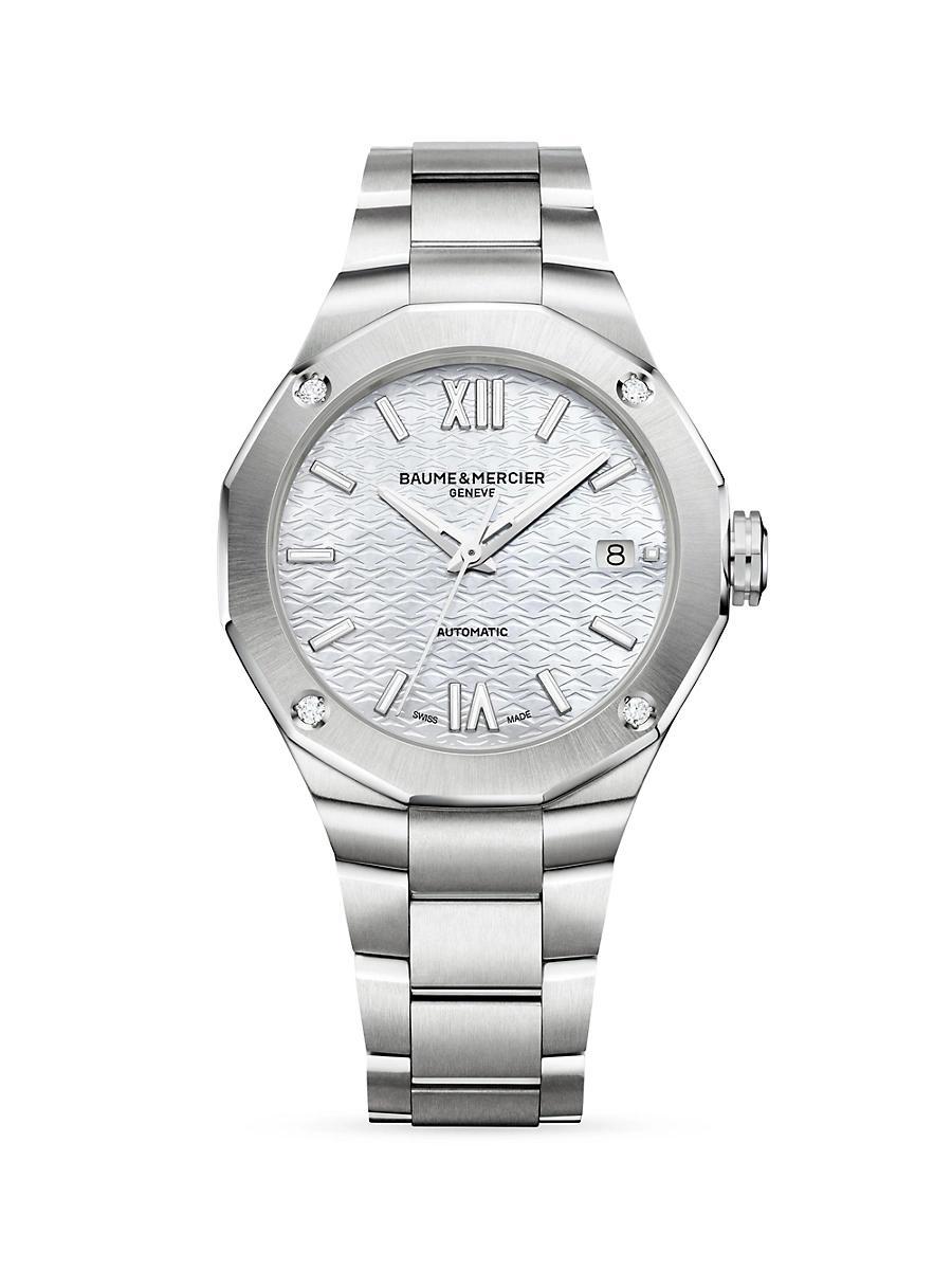 Womens Riviera Stainless Steel, Mother-Of-Pearl & Diamond Watch Product Image