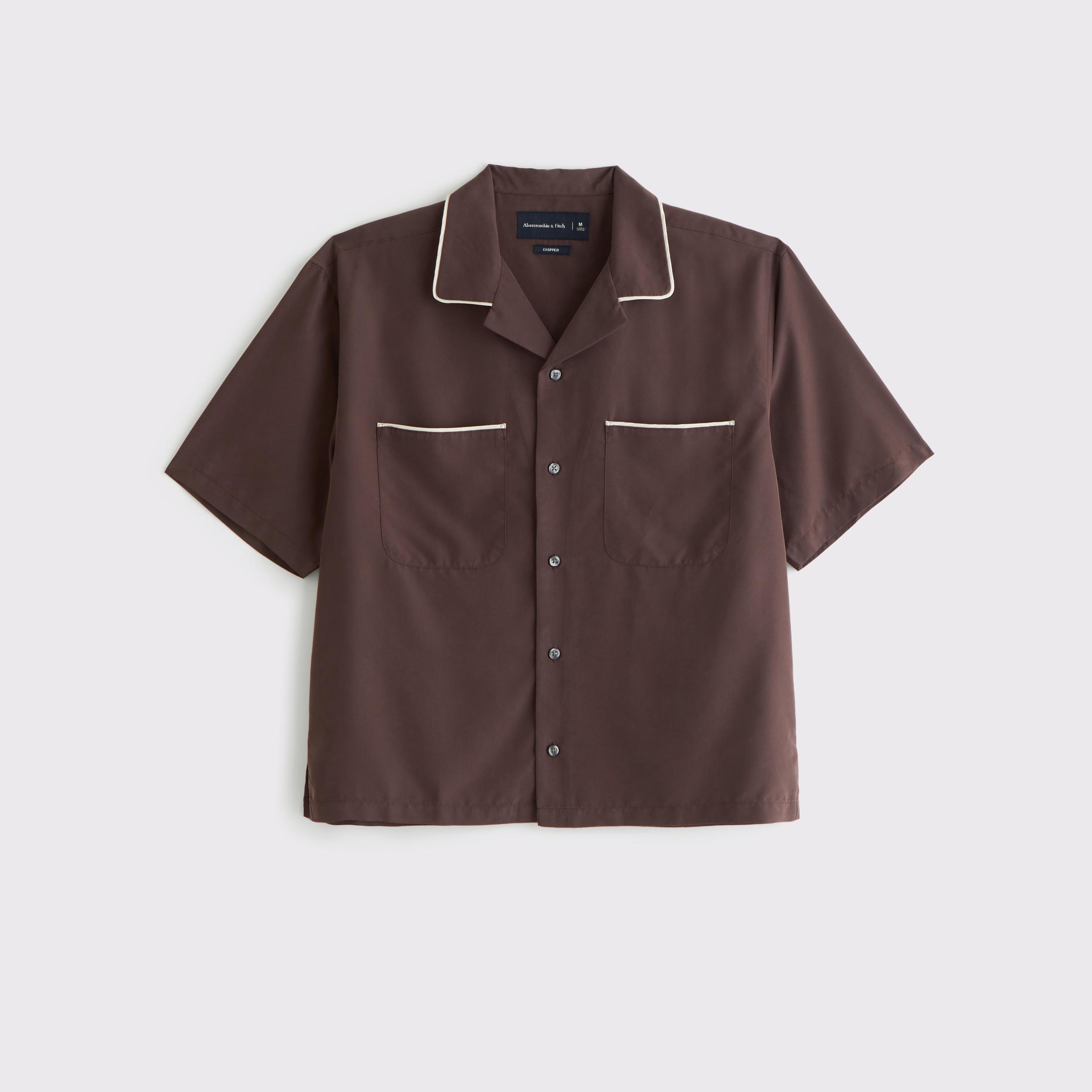 Camp Collar Cropped Cupro Shirt Product Image