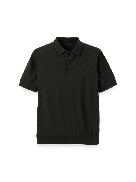 Supima Cotton Three Button Polo - Black Product Image
