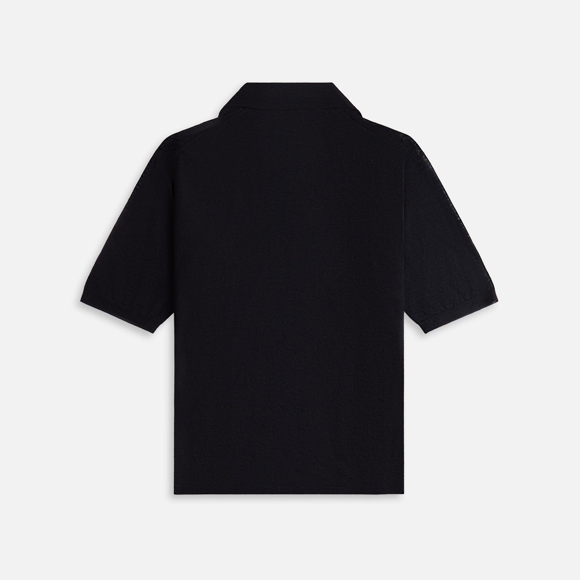 Auralee Hard Twist High Gauge Wool Silk Knit Skipper Polo - Black Male Product Image