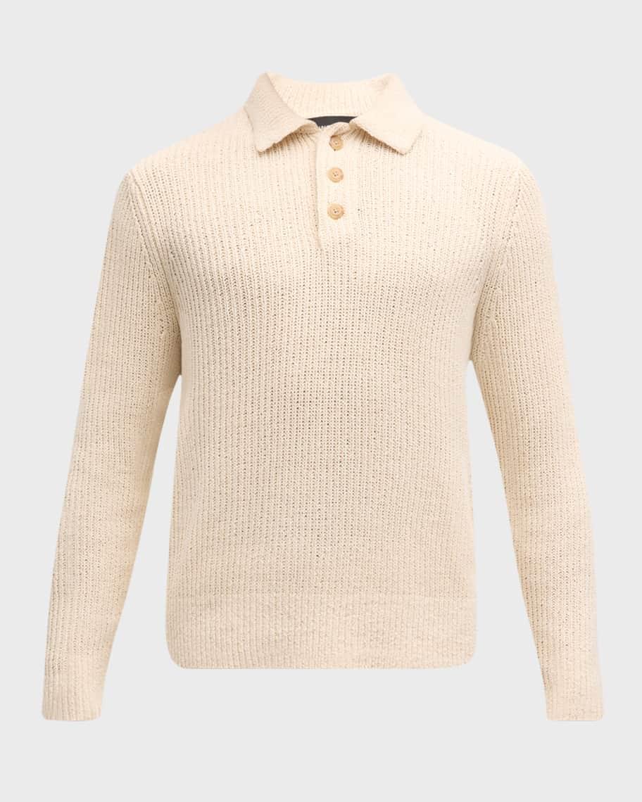Mens Spring Shaker Ribbed Polo Sweater Product Image