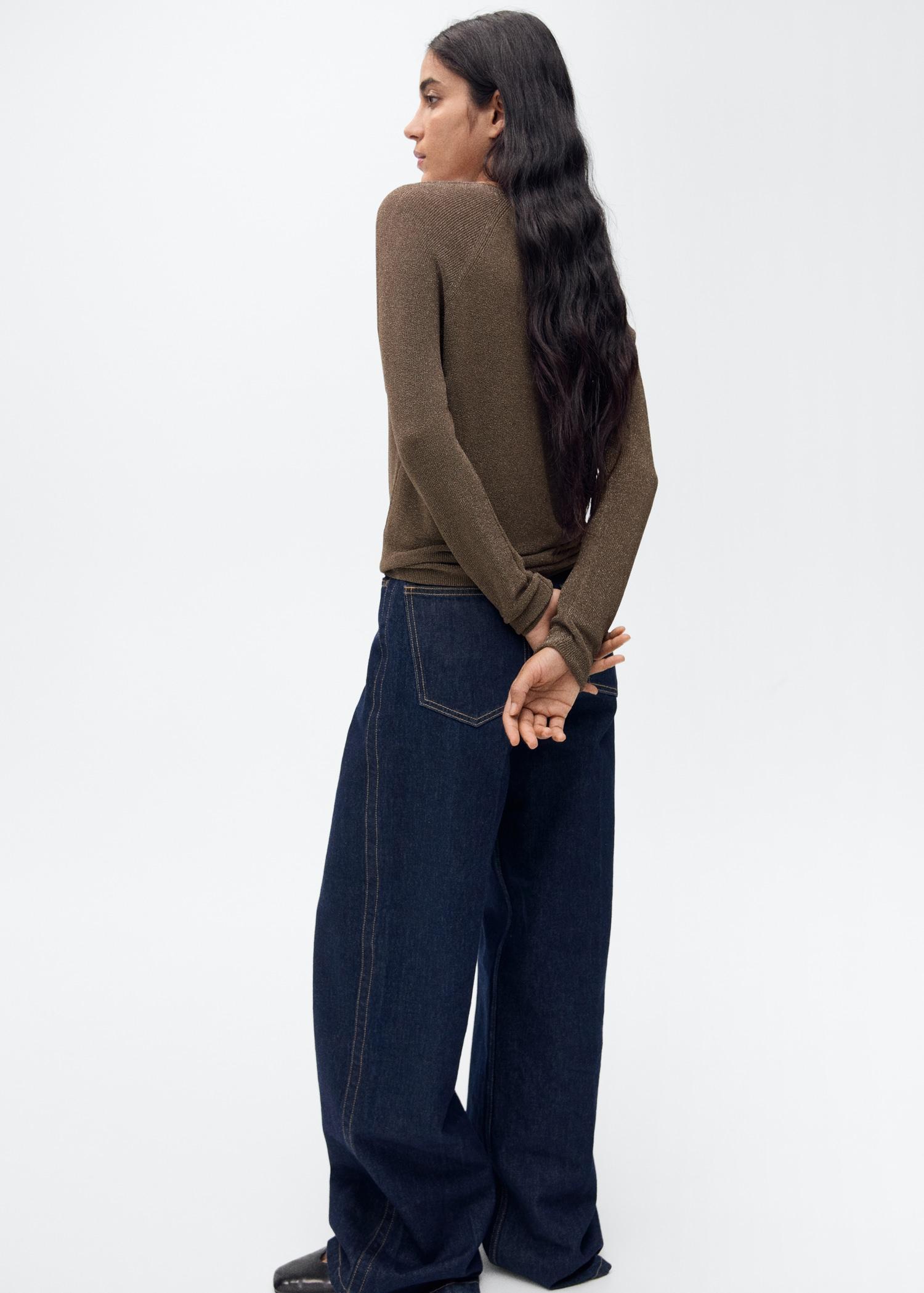 V-neck lurex sweater - Women | MANGO USA Product Image