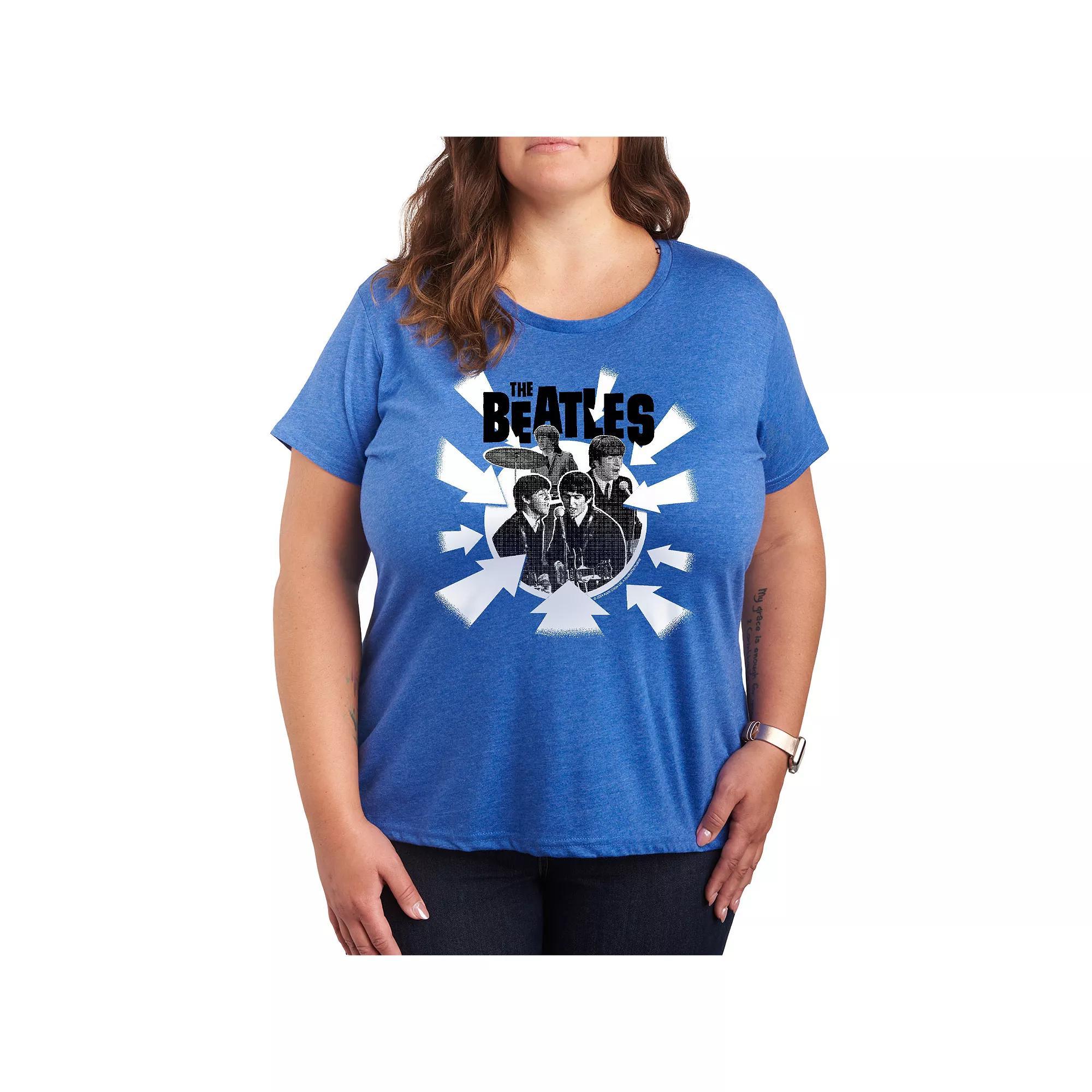 Plus Size The Beatles Arrows Graphic Tee, Womens Grey Royal Blue Product Image