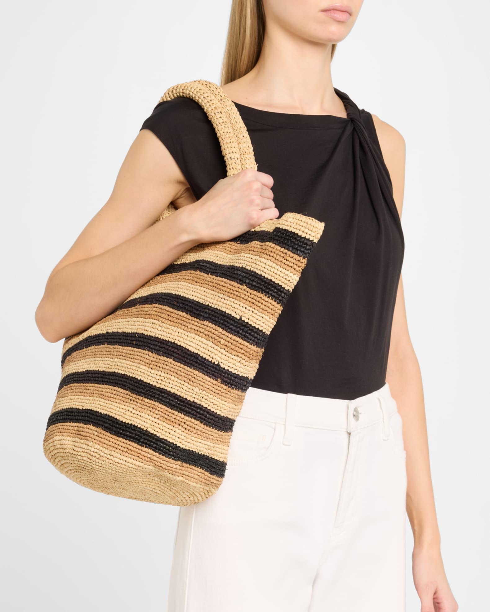 Marisol Striped Straw Tote Bag Product Image