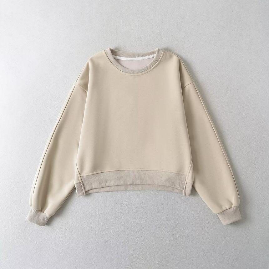 Crewneck Two Tone Pullover / Drawstring Waist Mini Skirt Product Image