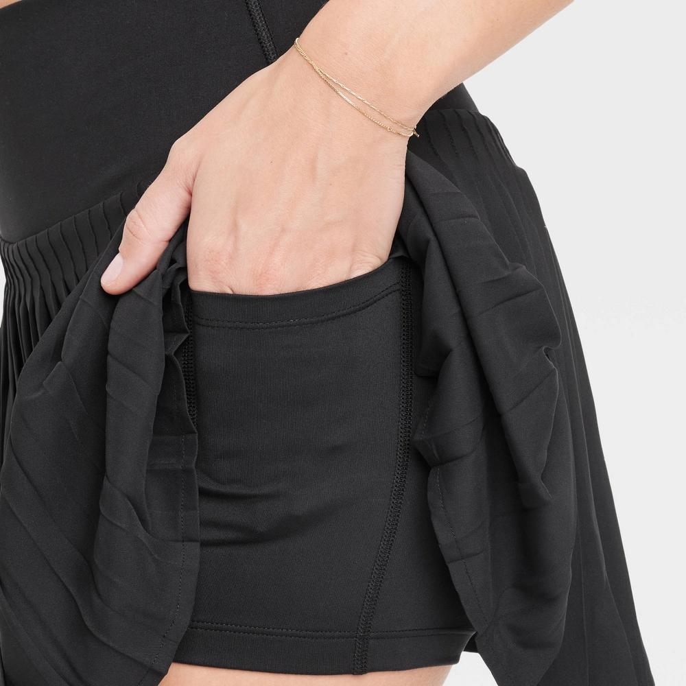 Womens High-Rise Woven Pleated Skort 15.75 - All In Motion Black L: Moisture Wicking, Quick Dry, Built-in Shorts, UPF 50+ Product Image