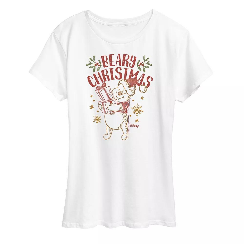Disney's Winnie The Pooh Women's Beary Christmas Graphic Tee, Girl's, Size: XXL, White Product Image
