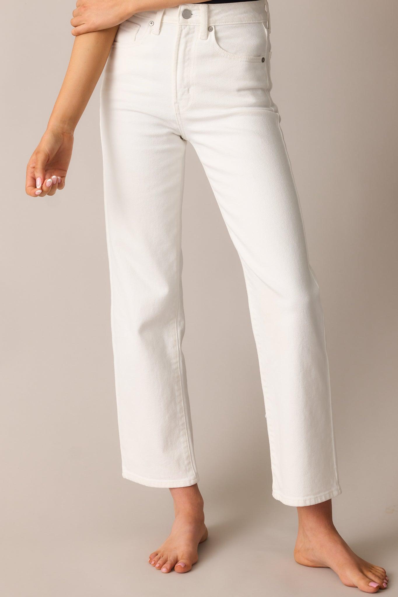Hard At Work White Straight Leg Jeans Product Image