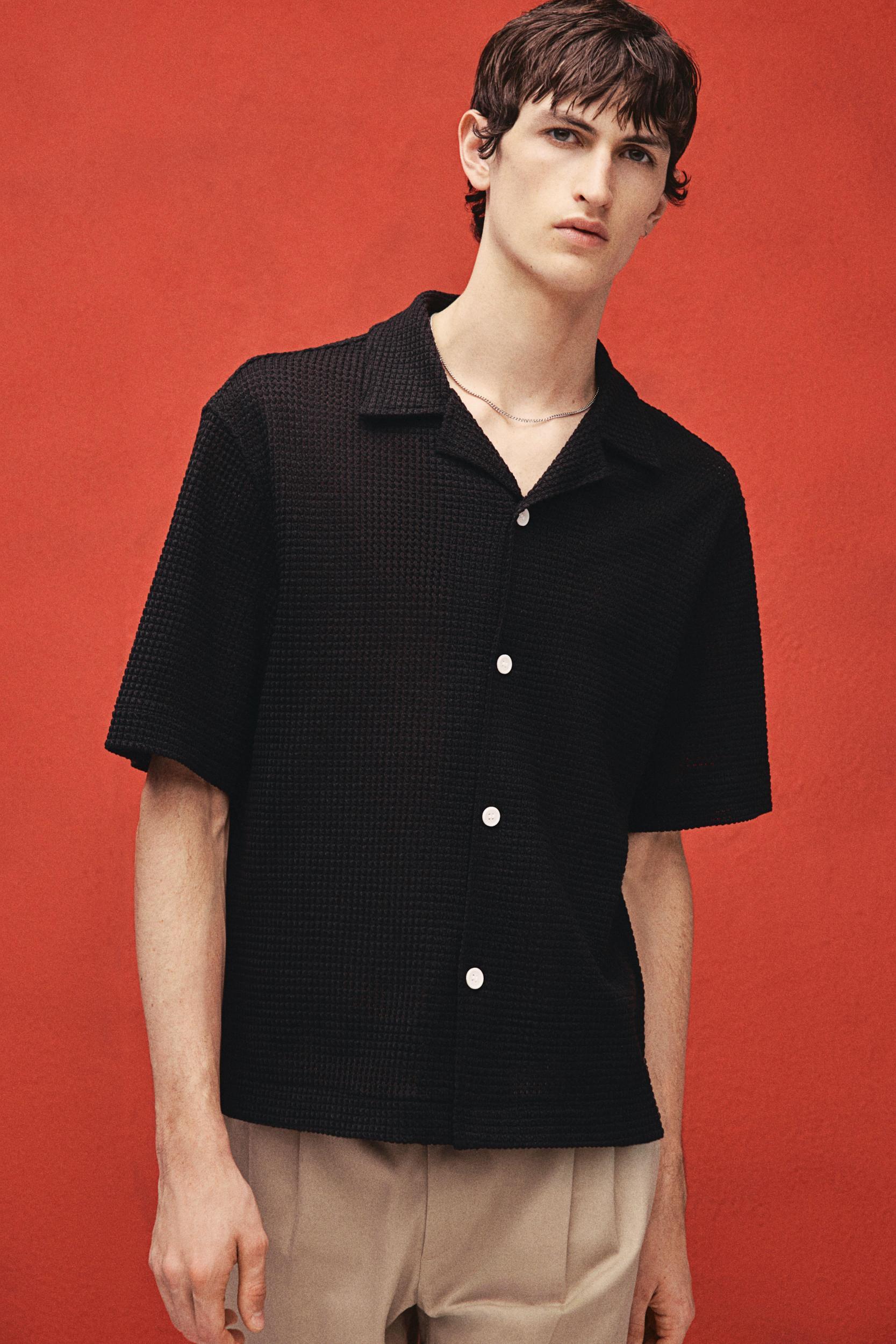 Regular Fit Jacquard-Knit Shirt Product Image