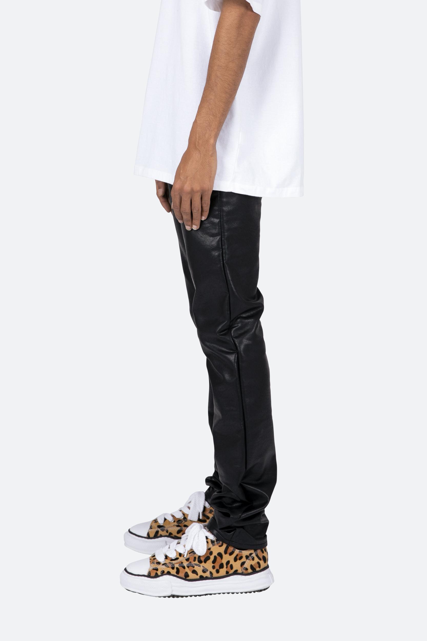 D481 Leather Straight Pants - Black Product Image