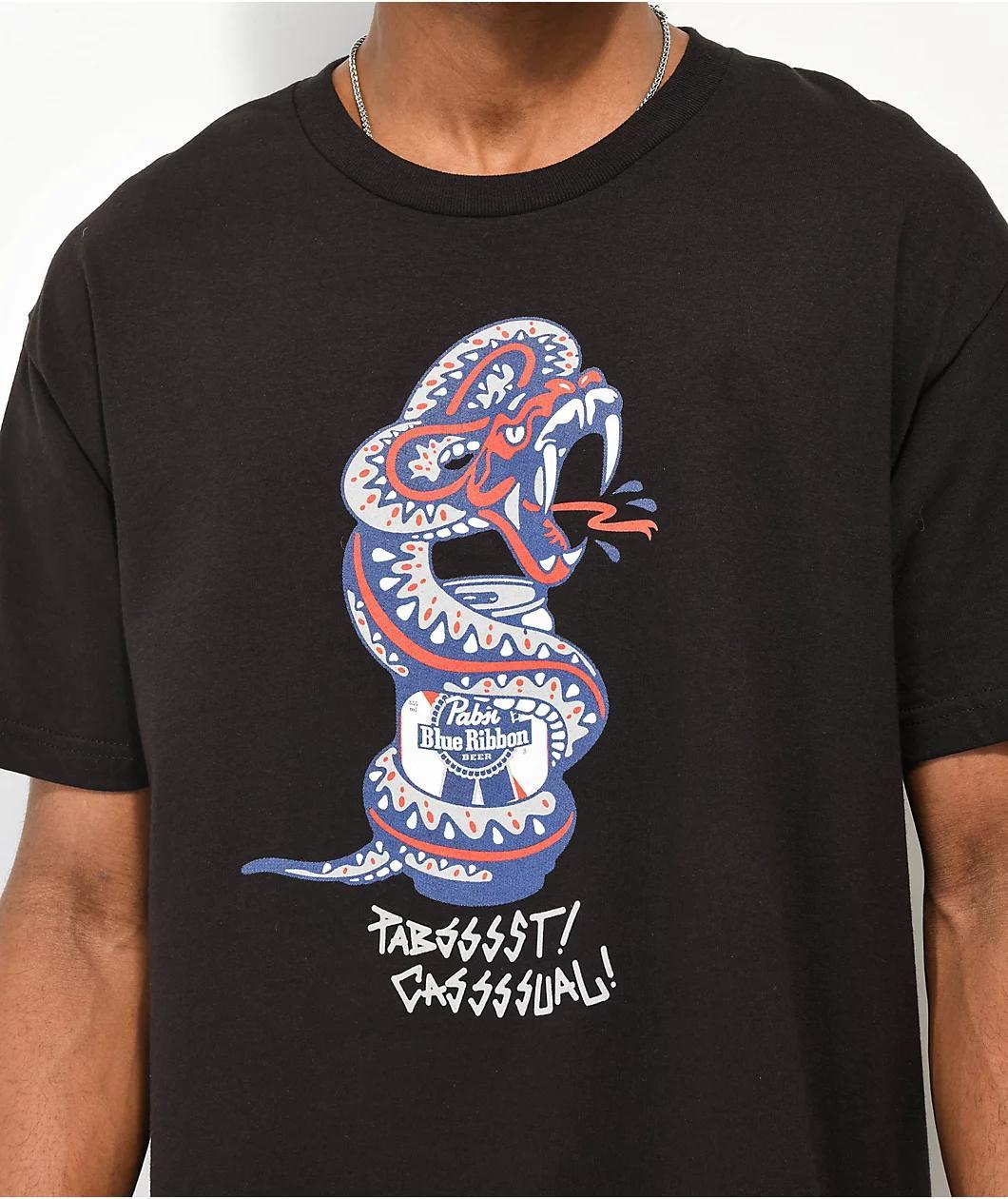 Casual Industrees x Pabst Blue Ribbon Pabssssst Black T-Shirt Product Image