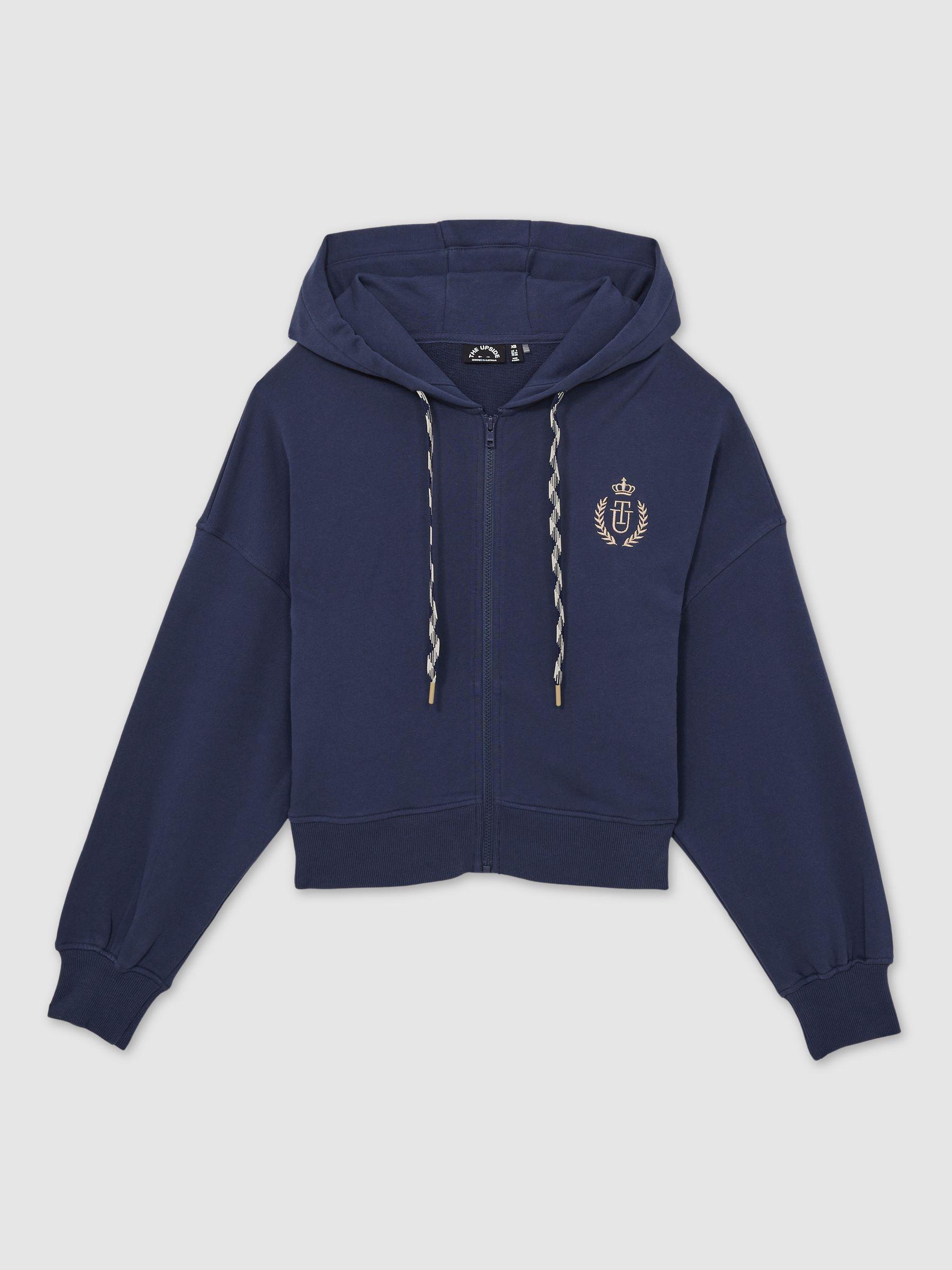 The Upside Cotton Zip-Through Hoodie in Navy Product Image