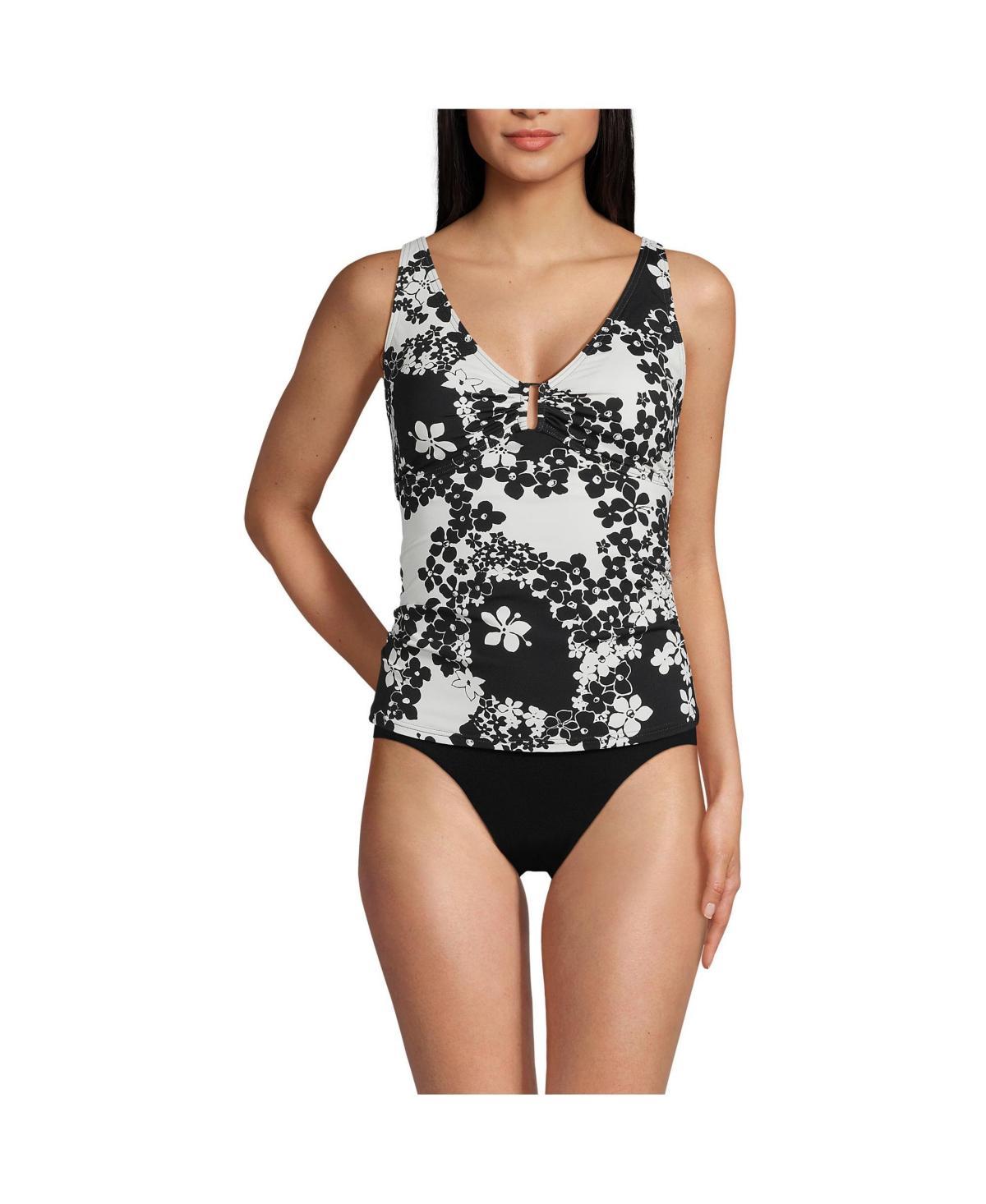 Womens Lands End Chlorine Resistant V-Neck Tankini Swim Top Deep Blue Product Image
