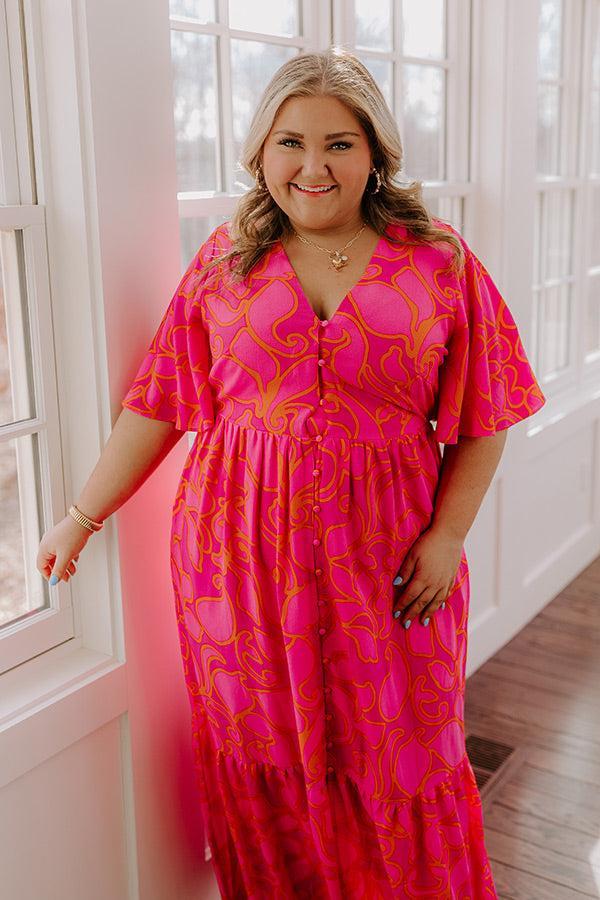 Sailboat Soiree Floral Maxi Dress in Hot Pink Curves Product Image