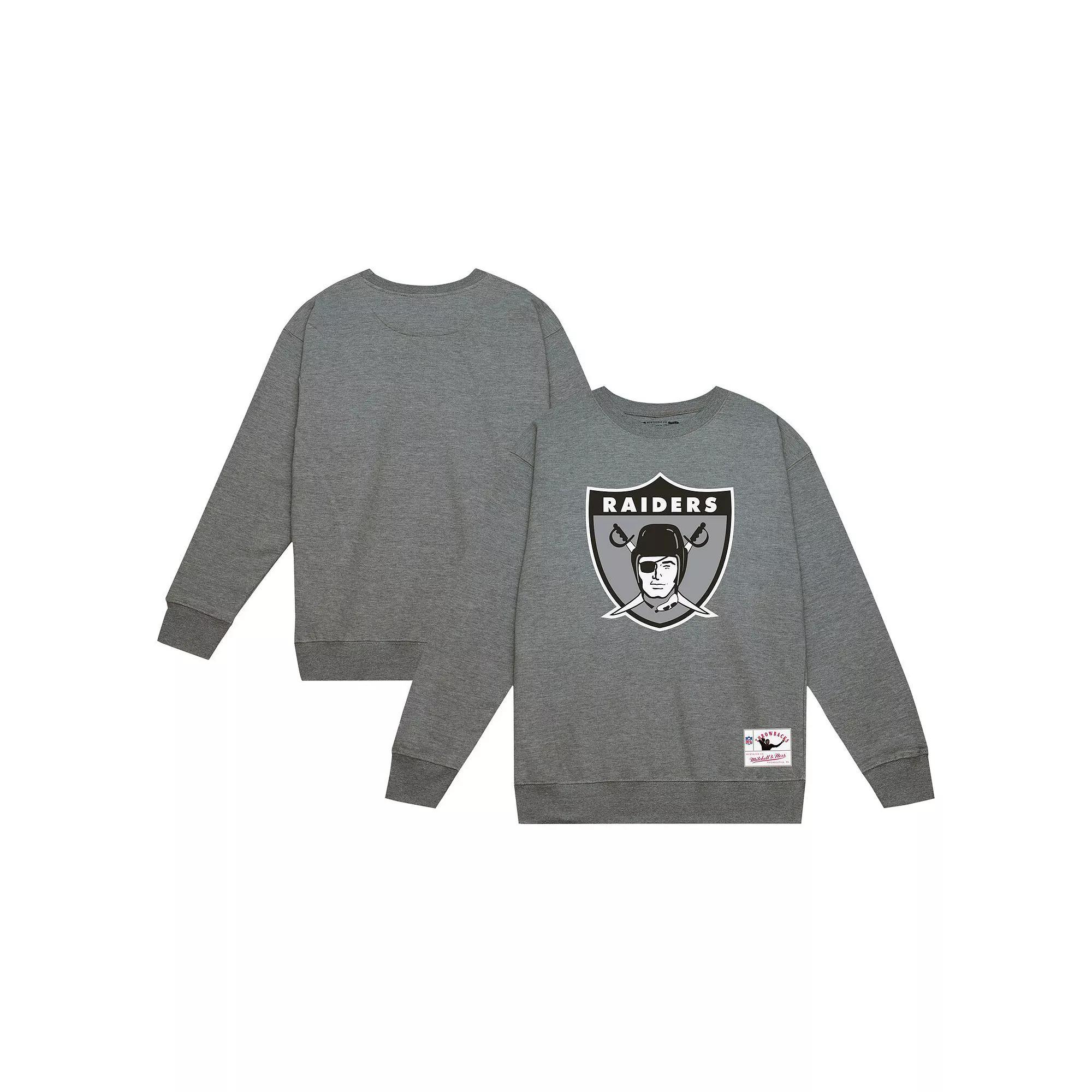 Men's Mitchell & Ness Heather Gray Las Vegas Raiders Basic Fleece Pullover Sweatshirt, Size: Large, Lvr Grey Product Image